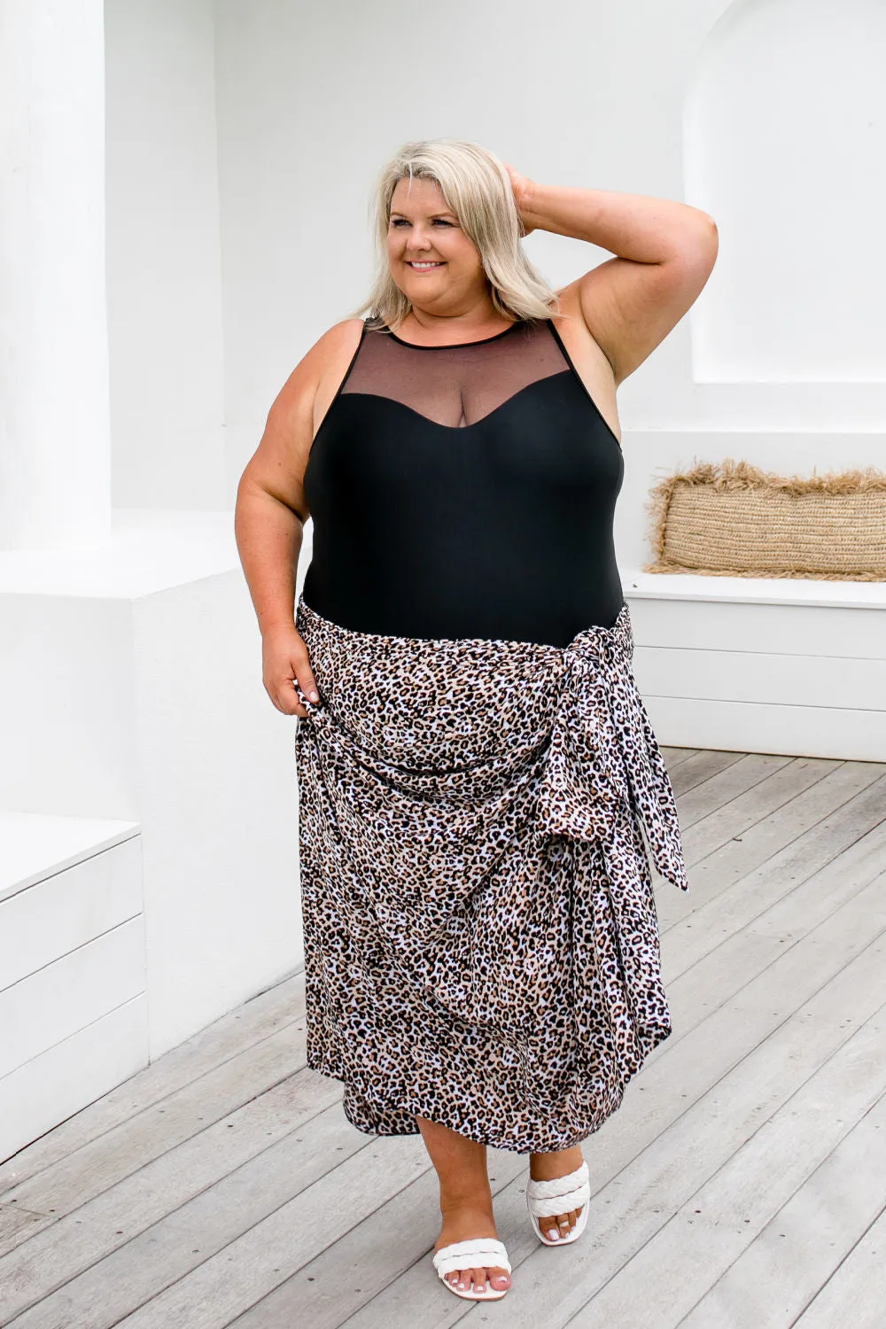 Plus Size Leopard Print Sarong