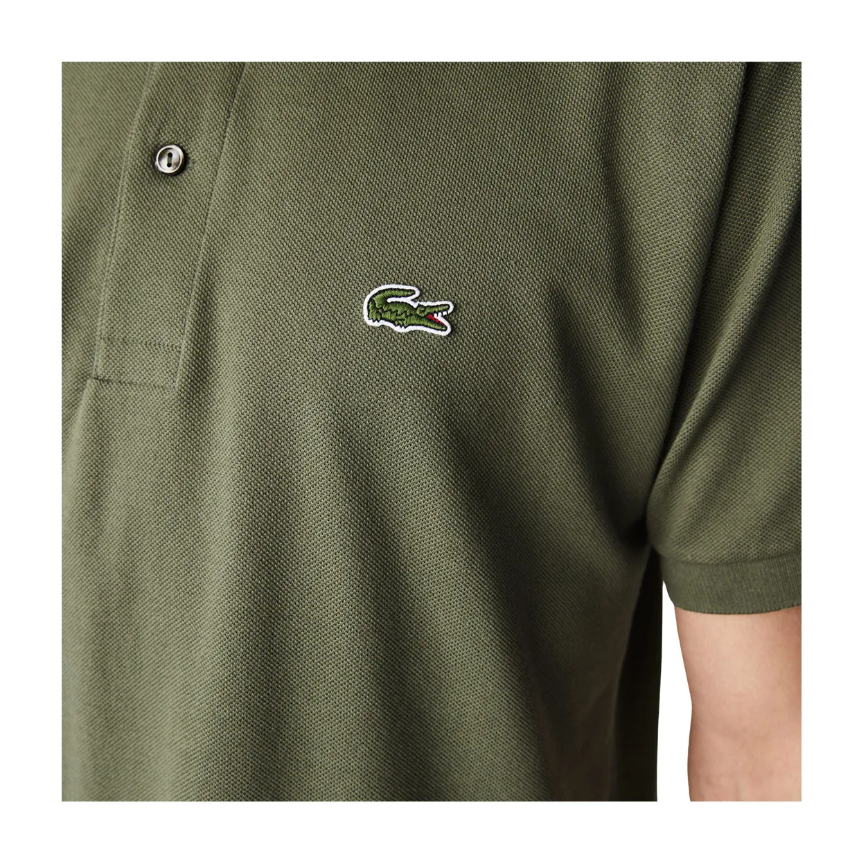 Polo Uomo Lacoste Classic Fit Verde Militare