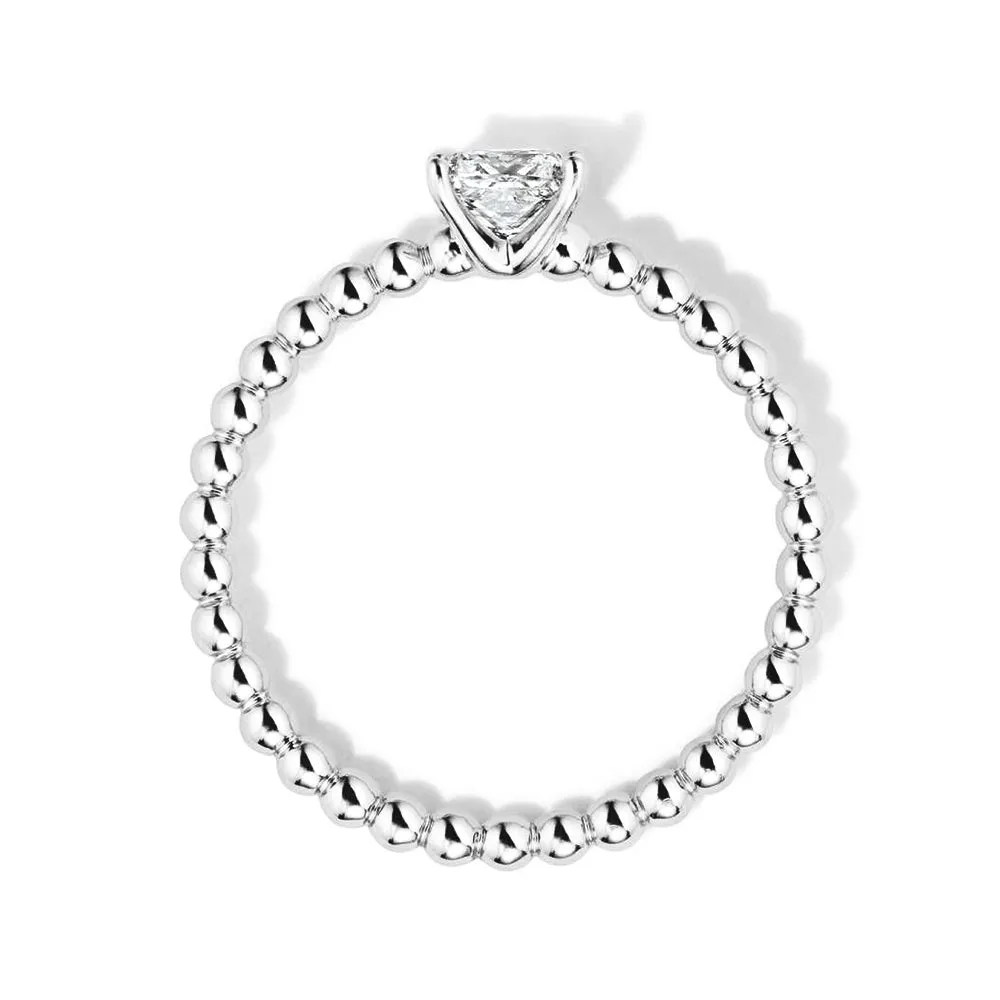 Princess Cut Lab Grown Diamond Ring With Beaded Band