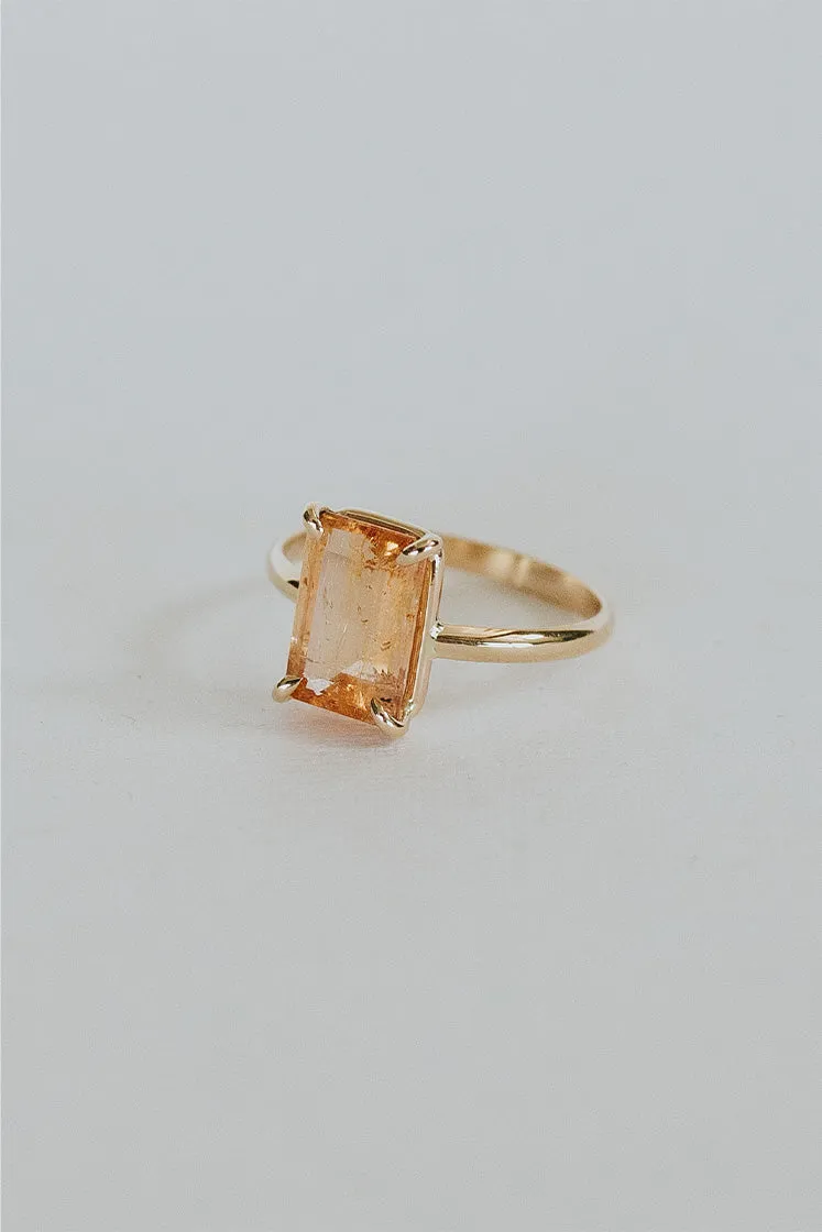 Prong Set Gemstone Ring - Imperial Topaz 14k