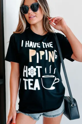 "Piping Hot Tea" Graphic T-Shirt (Black) - Print On Demand