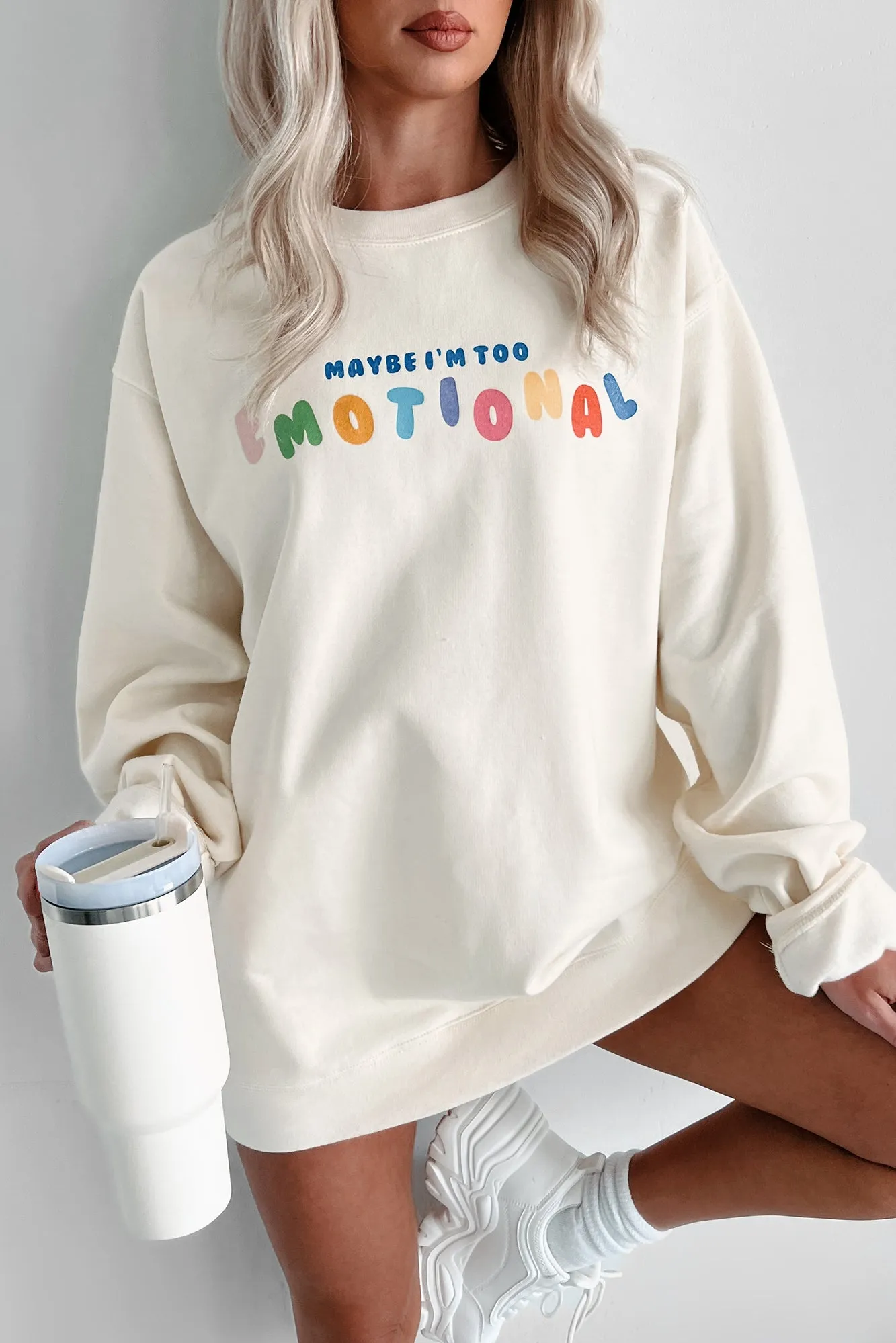 "Too Emotional" Graphic Sweatshirt (Bone)