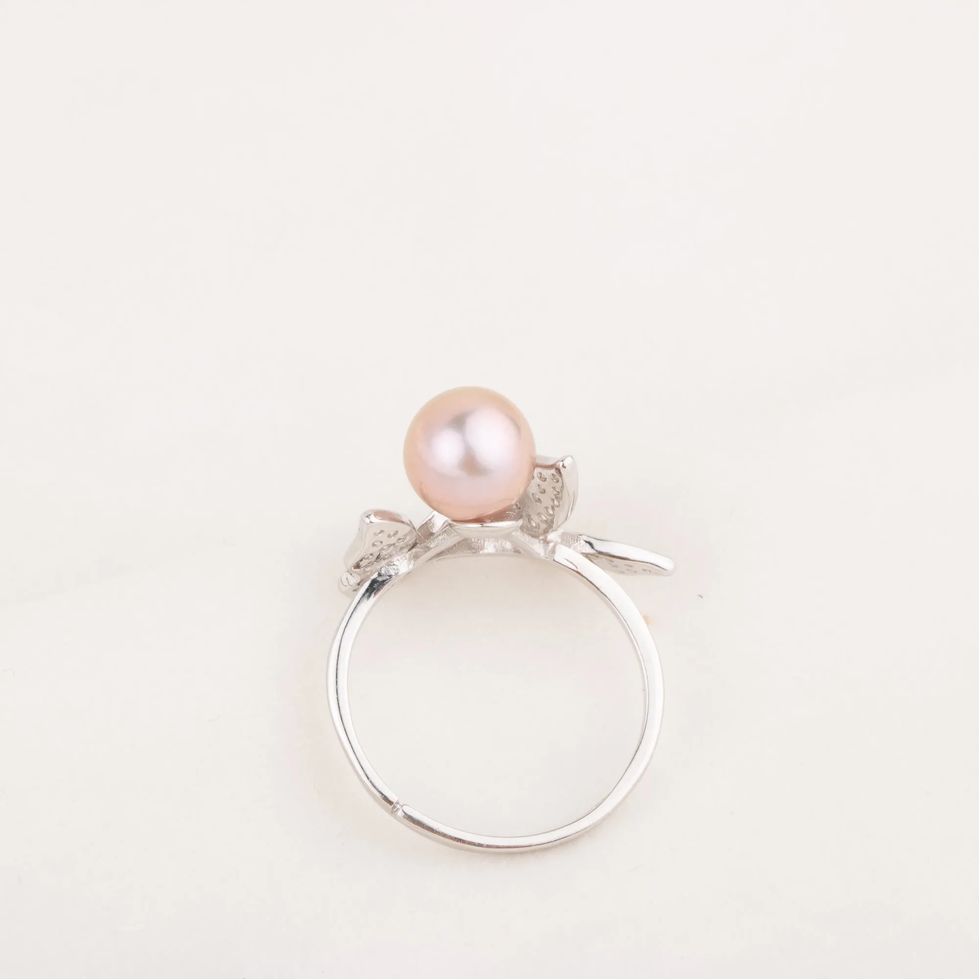 r010659 DIY 7-8mm Natural Freshwater pearl Ring accessory 925 sterling silver Adjustable size engagement jewelry ring for women