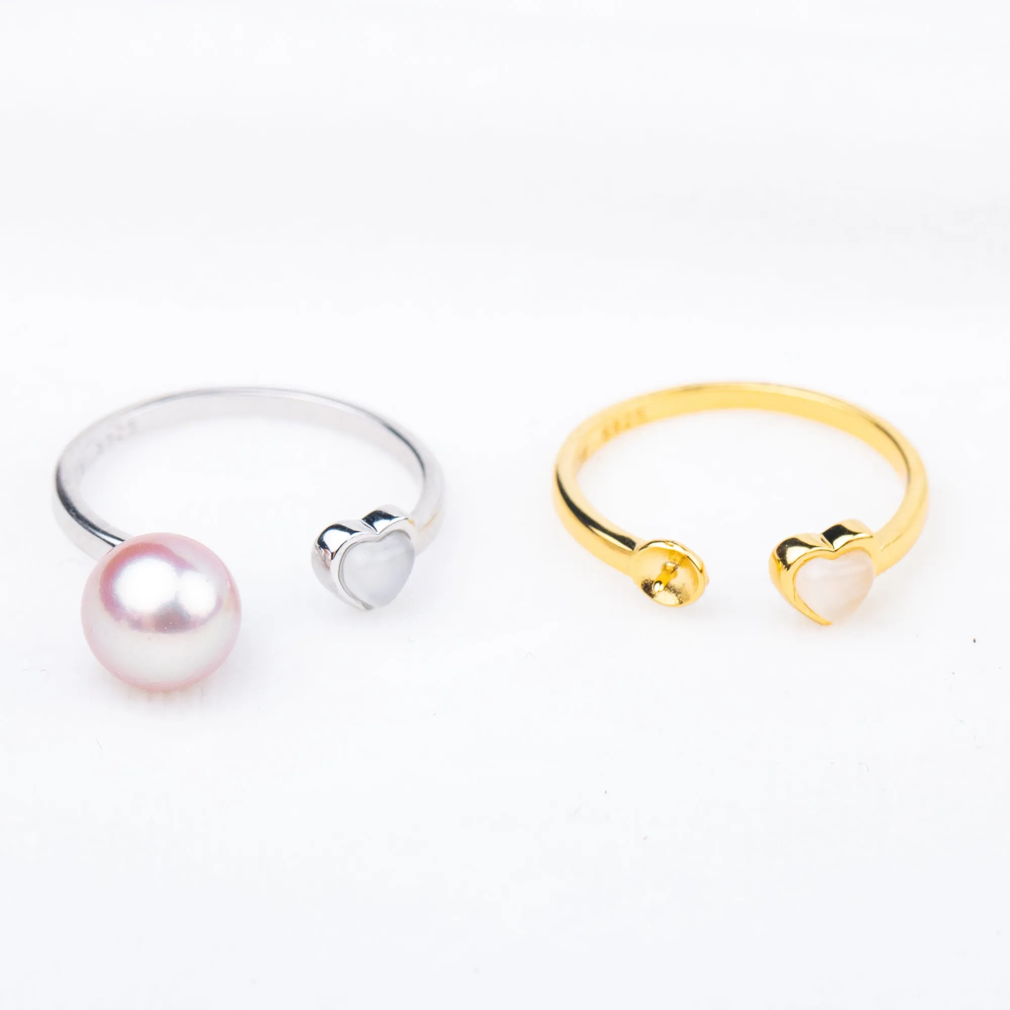 r010711 DIY 7-8mm Natural Freshwater pearl Ring accessory 925 sterling silver Adjustable size engagement jewelry ring for women