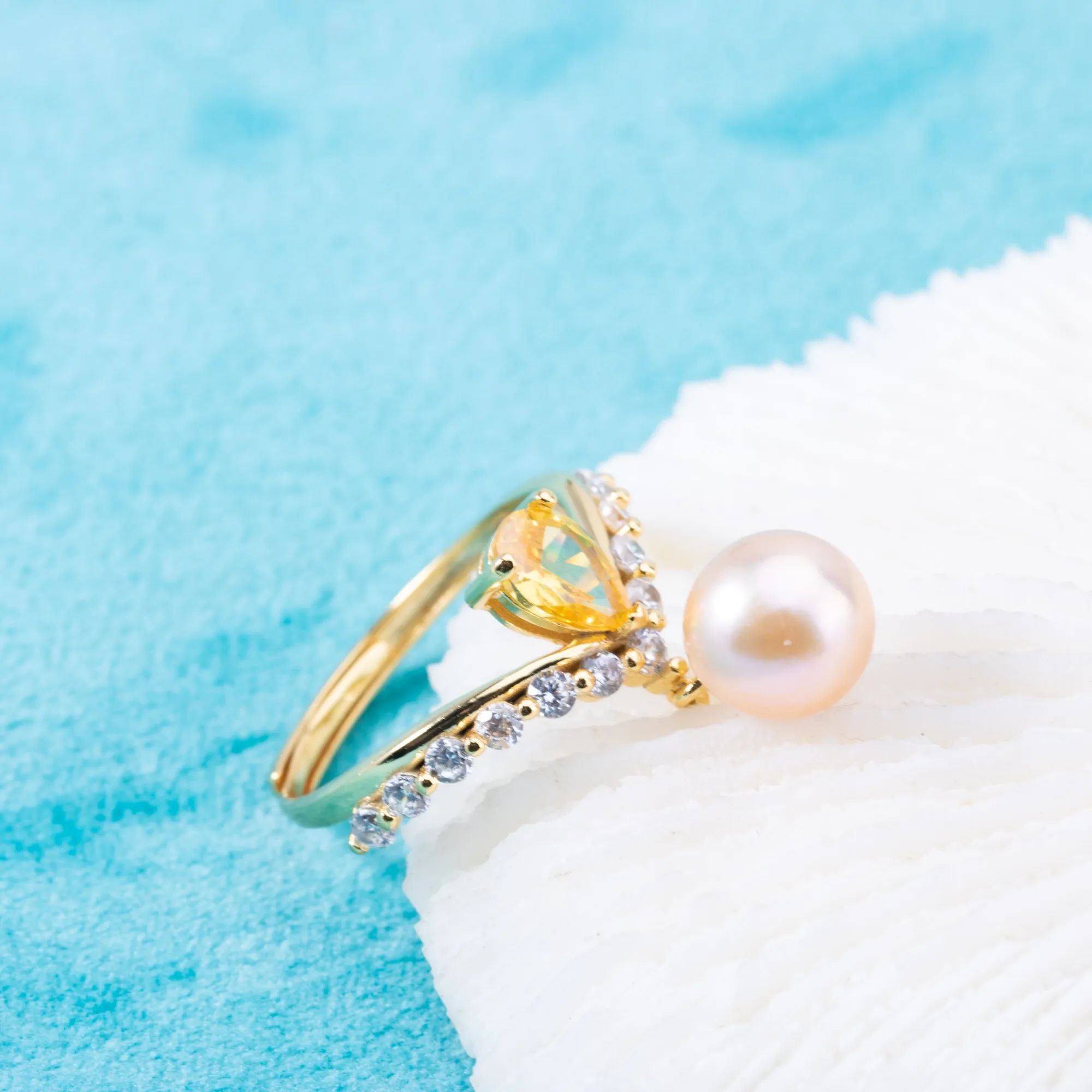 r010895 DIY 6-8mm Natural Freshwater pearl Ring accessory 925 sterling silver Adjustable size engagement jewelry ring for women