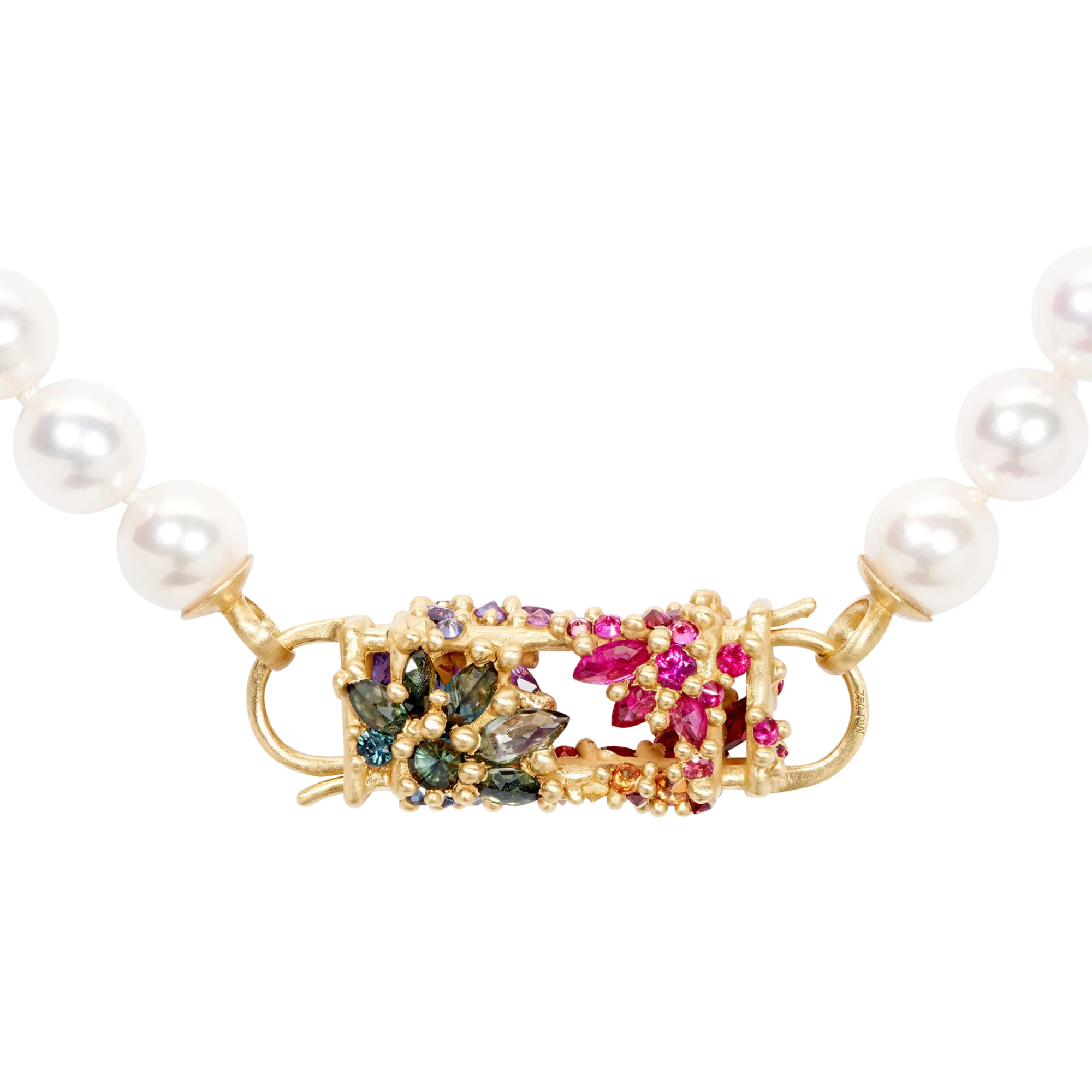 Rainbow Fontaine Box Clasp Pearl Necklace - 11296