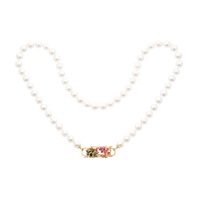 Rainbow Fontaine Box Clasp Pearl Necklace - 11296