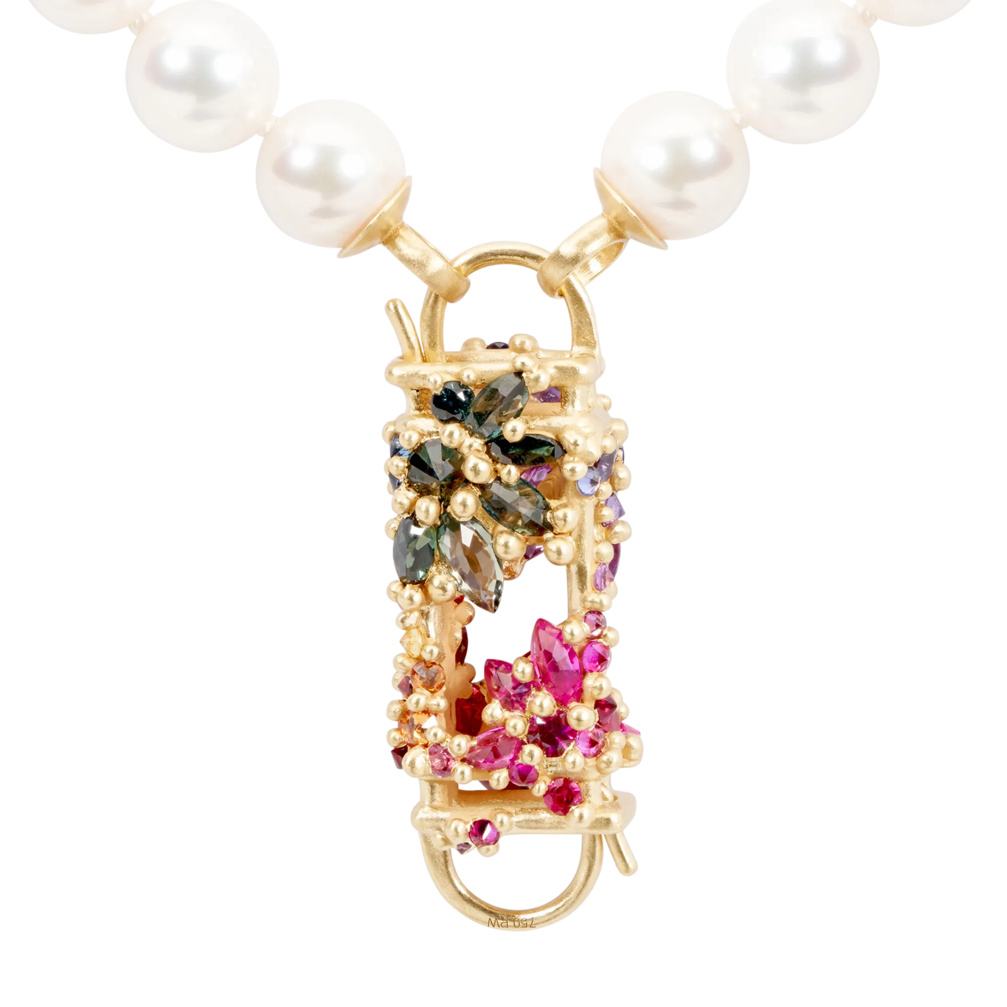 Rainbow Fontaine Box Clasp Pearl Necklace - 11296