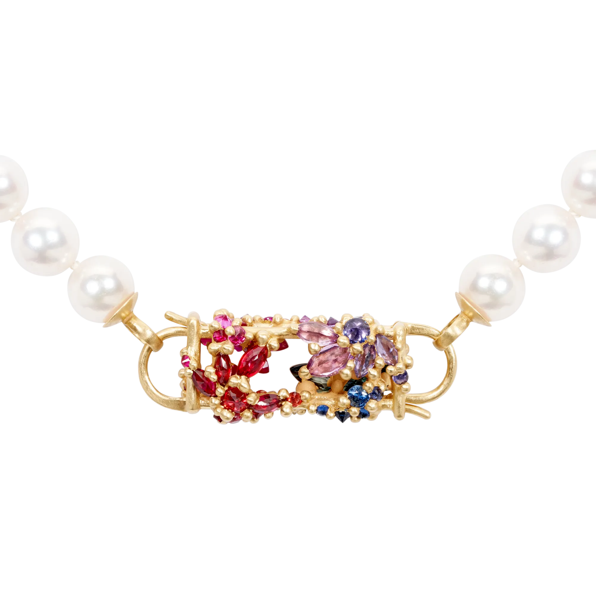 Rainbow Fontaine Box Clasp Pearl Necklace - 11296