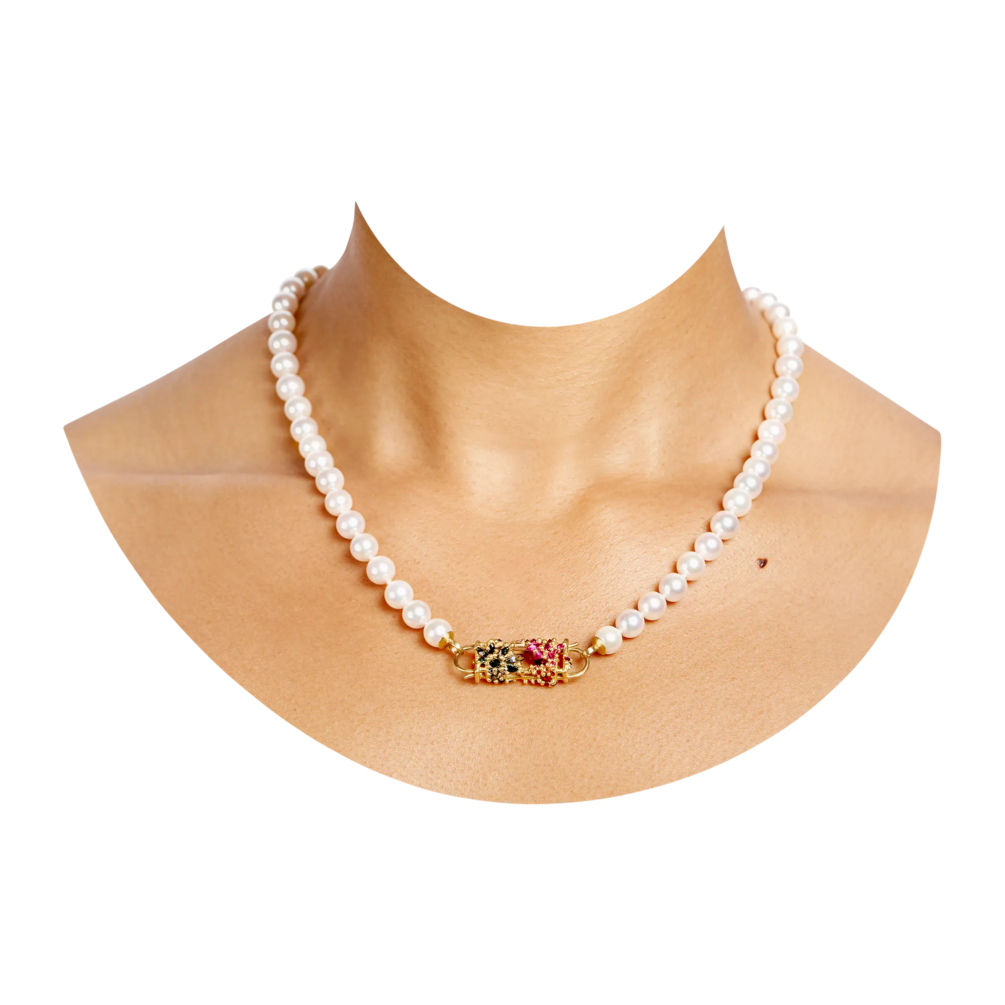 Rainbow Fontaine Box Clasp Pearl Necklace - 11296