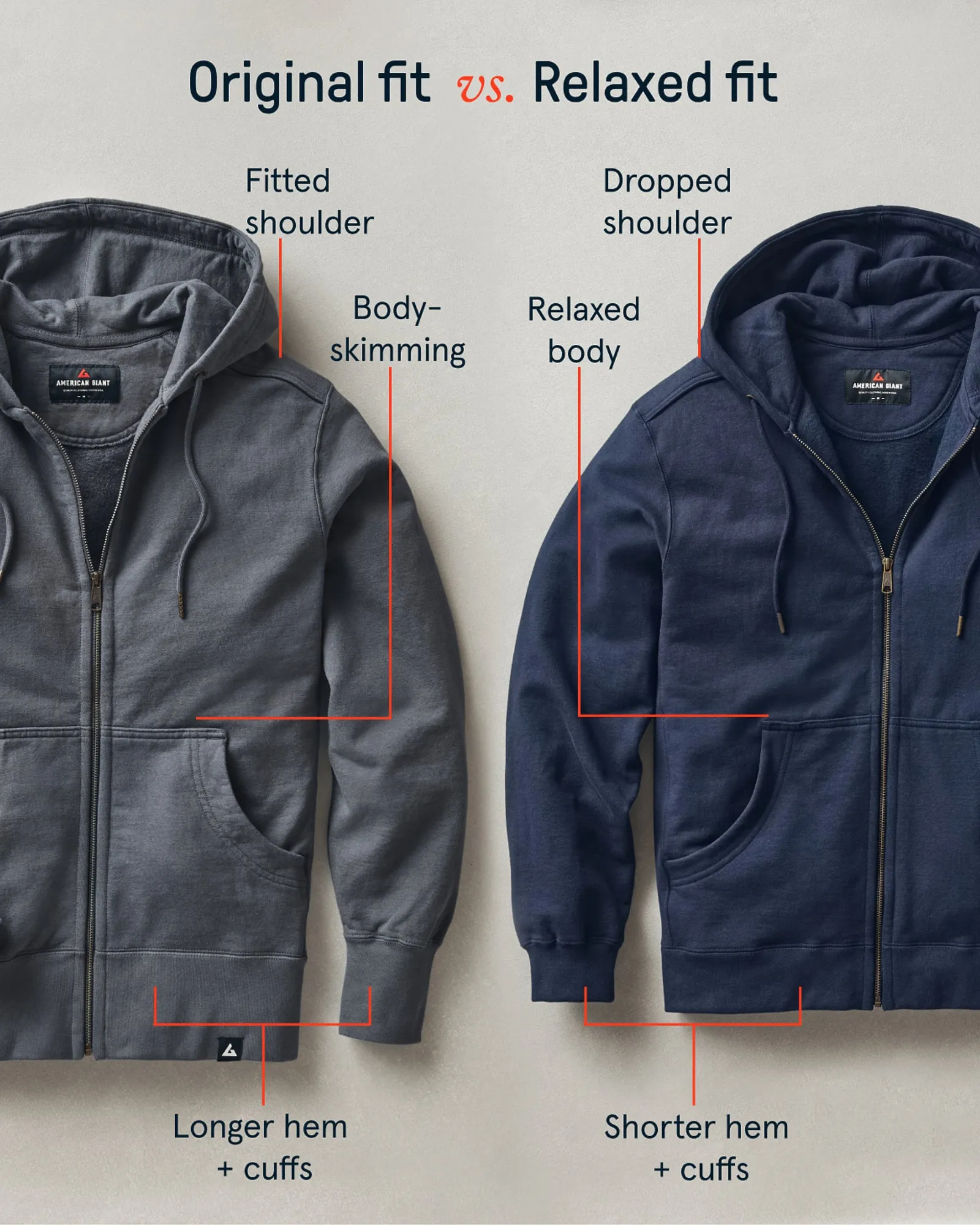 Relaxed Classic Full Zip - Oxford Blue