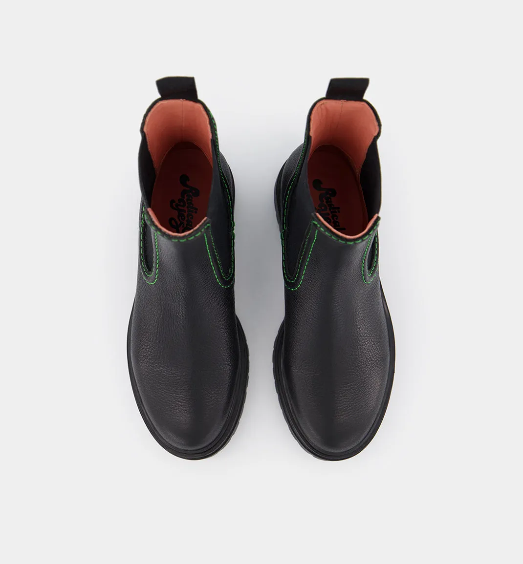 Reni Leather Chelsea Boots with Overstitch Detail | Black