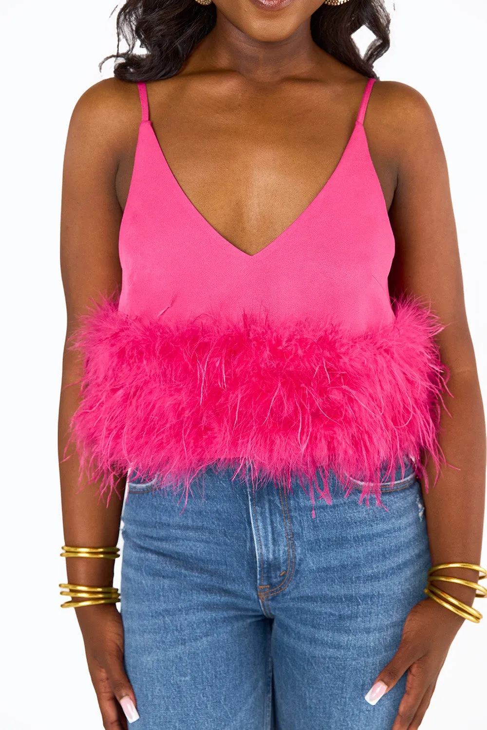 Reno Feather Tank Top - Fuchsia