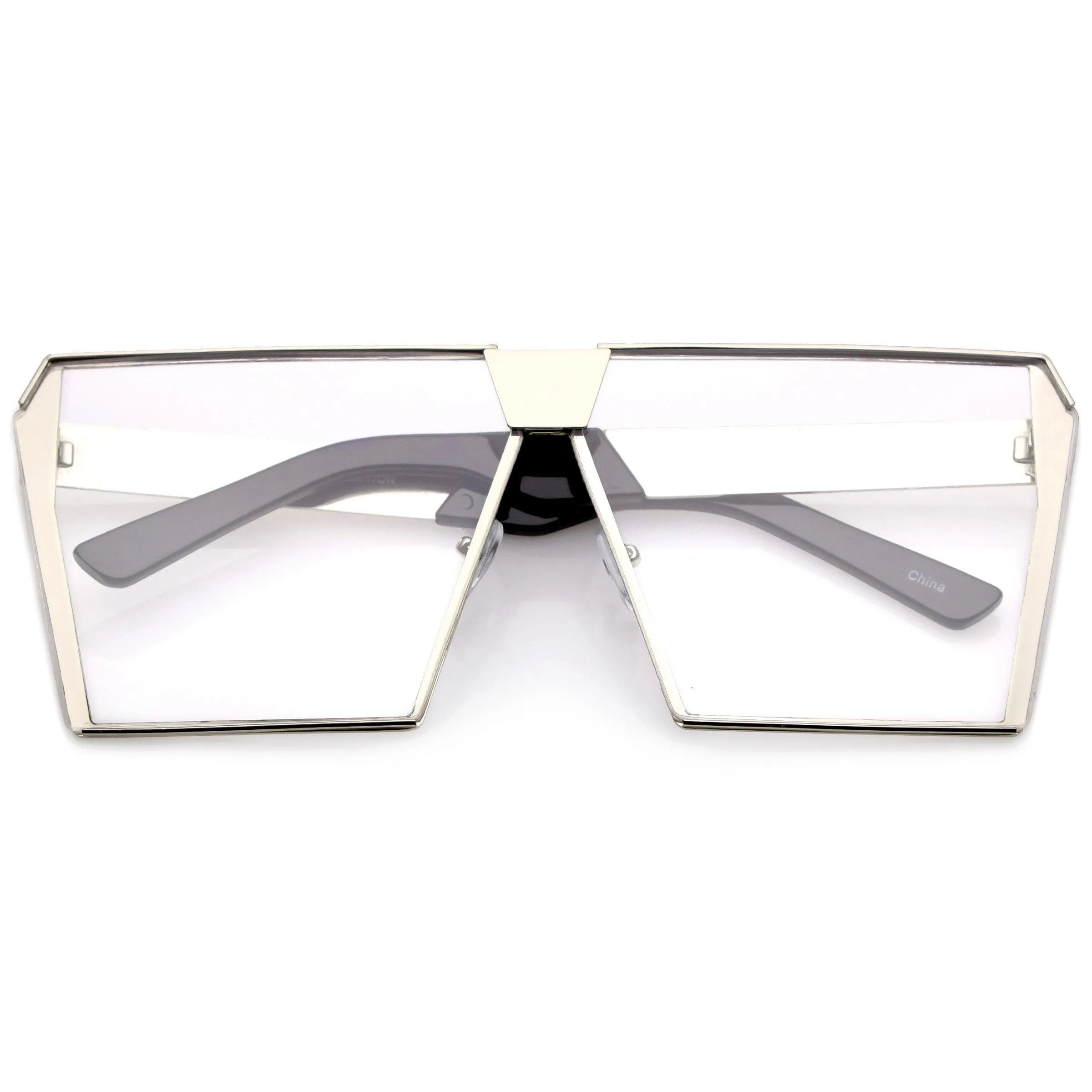 Retro Modern Space Laser Flat Top Clear Lens Glasses