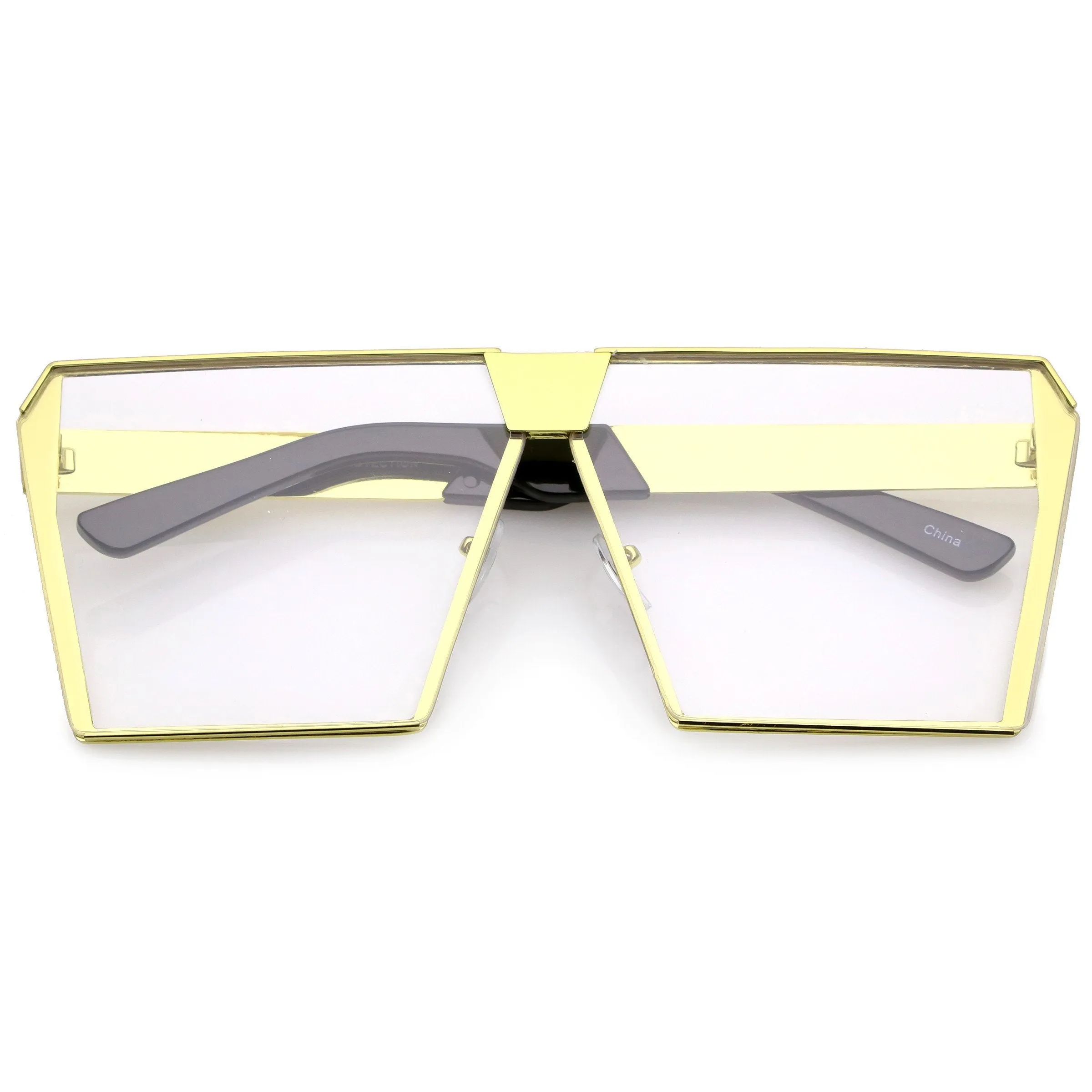 Retro Modern Space Laser Flat Top Clear Lens Glasses