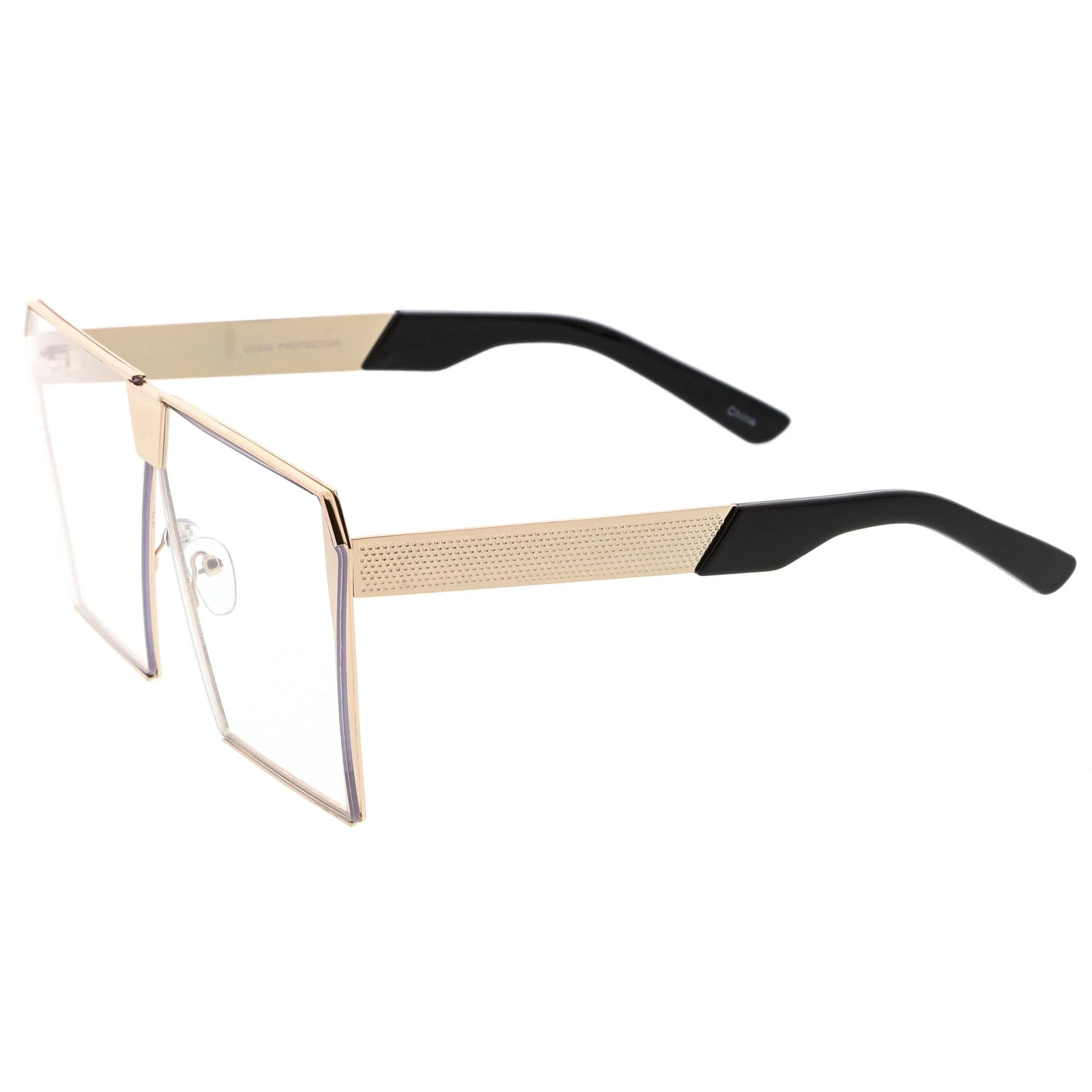 Retro Modern Space Laser Flat Top Clear Lens Glasses