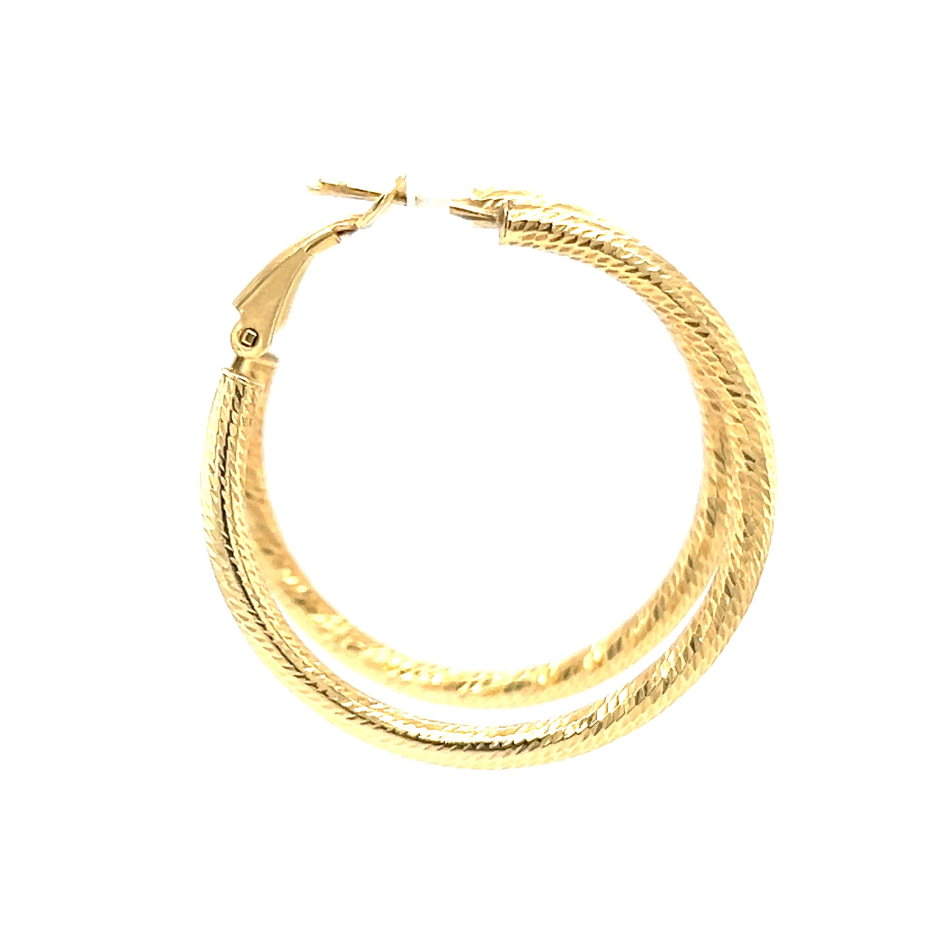 Round Hoop 30mm Earrings with Diamond-cut Finish in 10K Yellow Gold