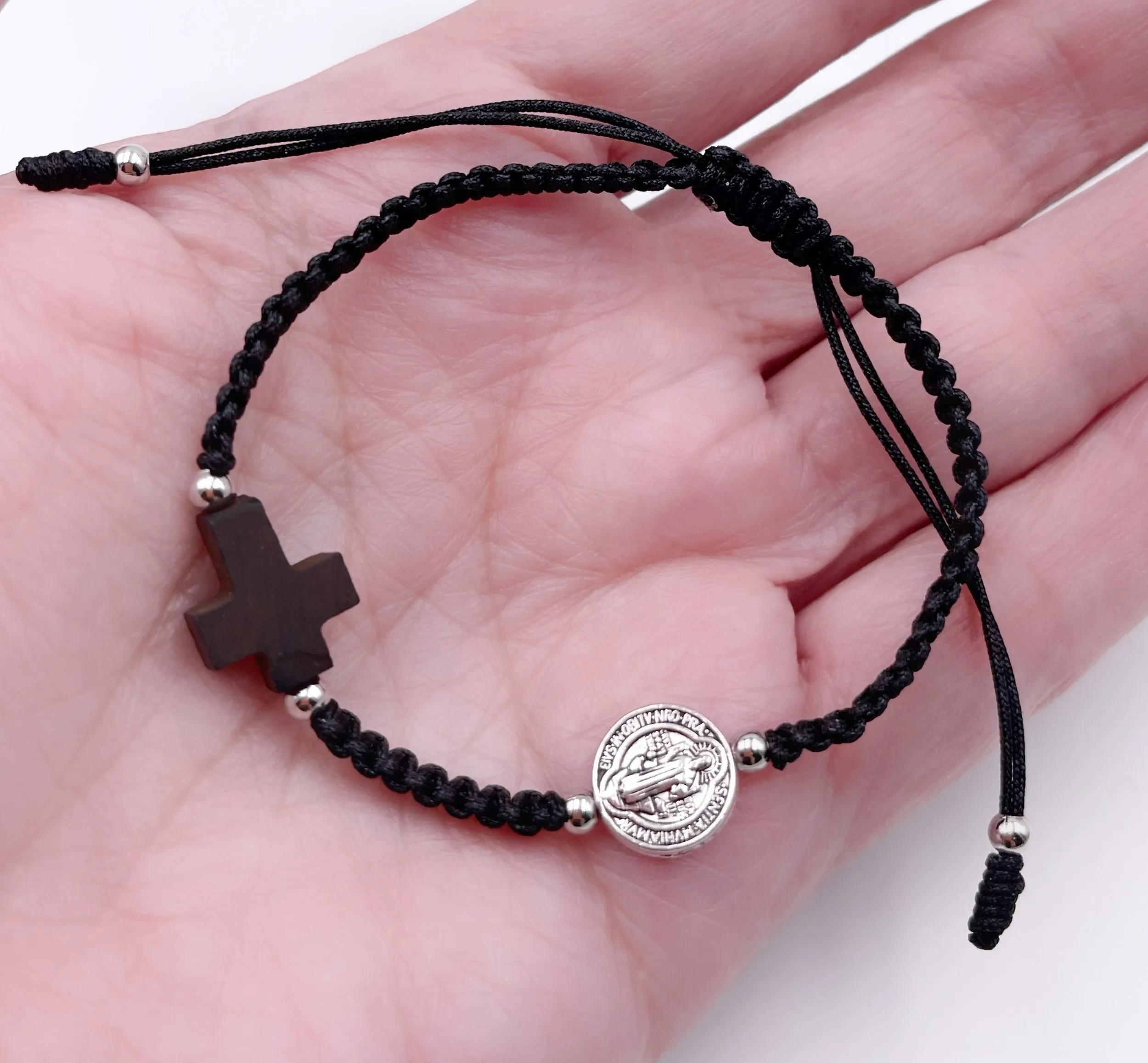 Saint Benedict Azabache Cross Women Bracelet