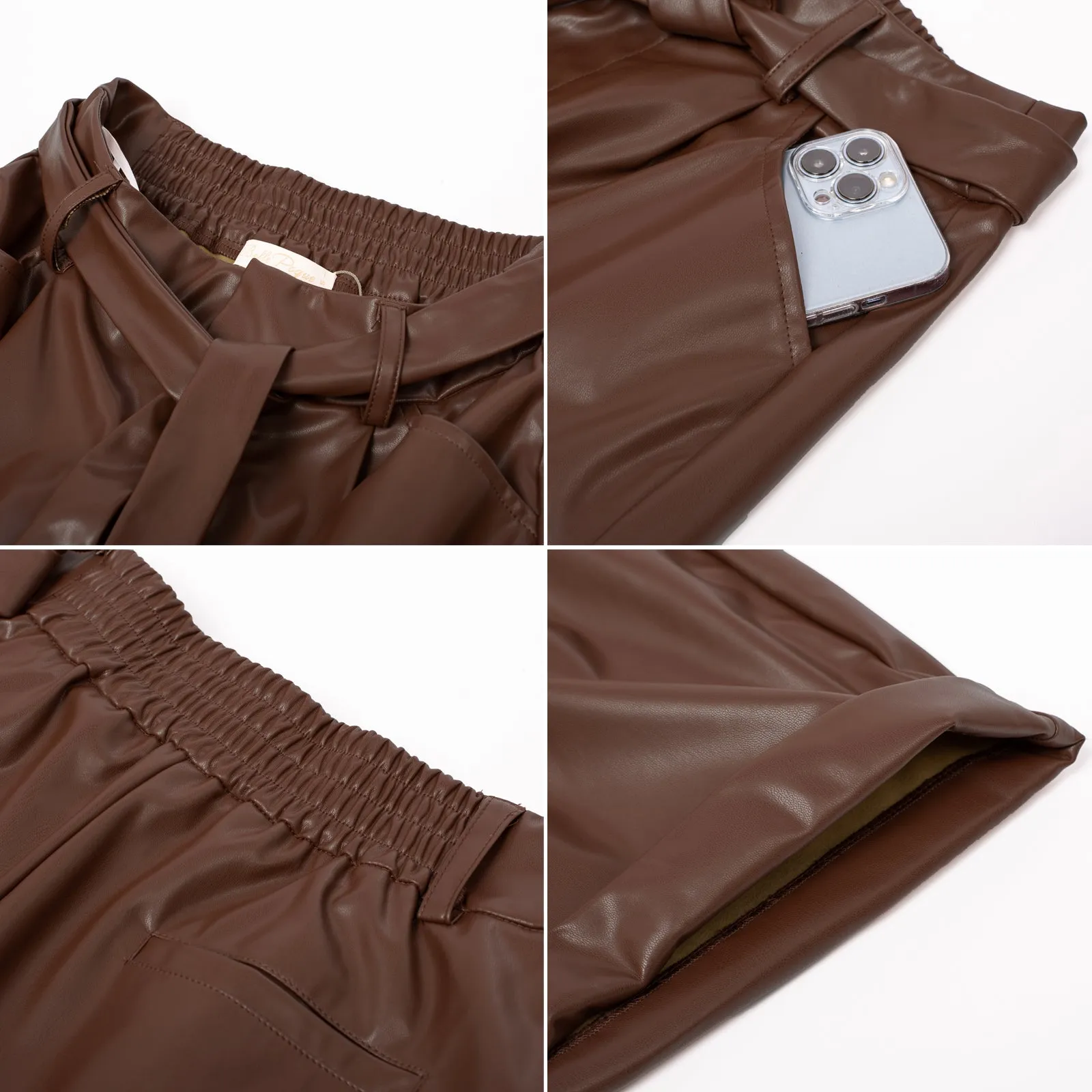 Seckill Offer⌛Leather High Waist Bow Elasticated Waist Shorts