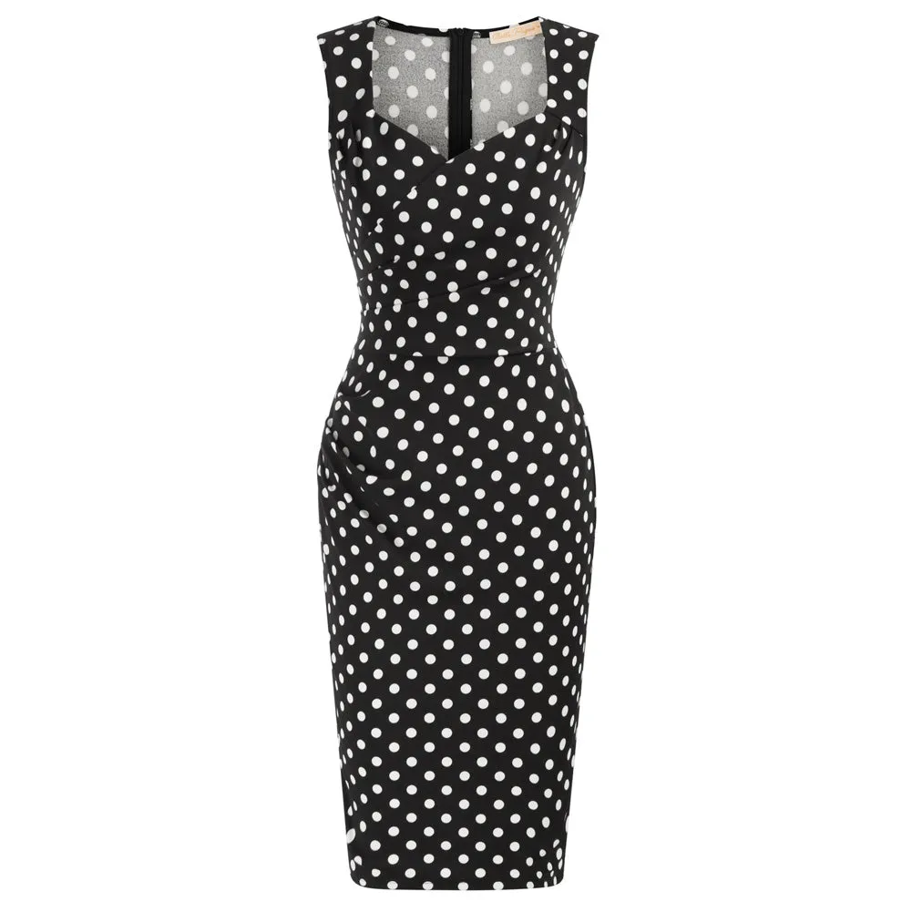 Seckill Offer⌛Vintage Ruched Bodycon Dress Sleeveless Surplice V-Neck Pencil Dress