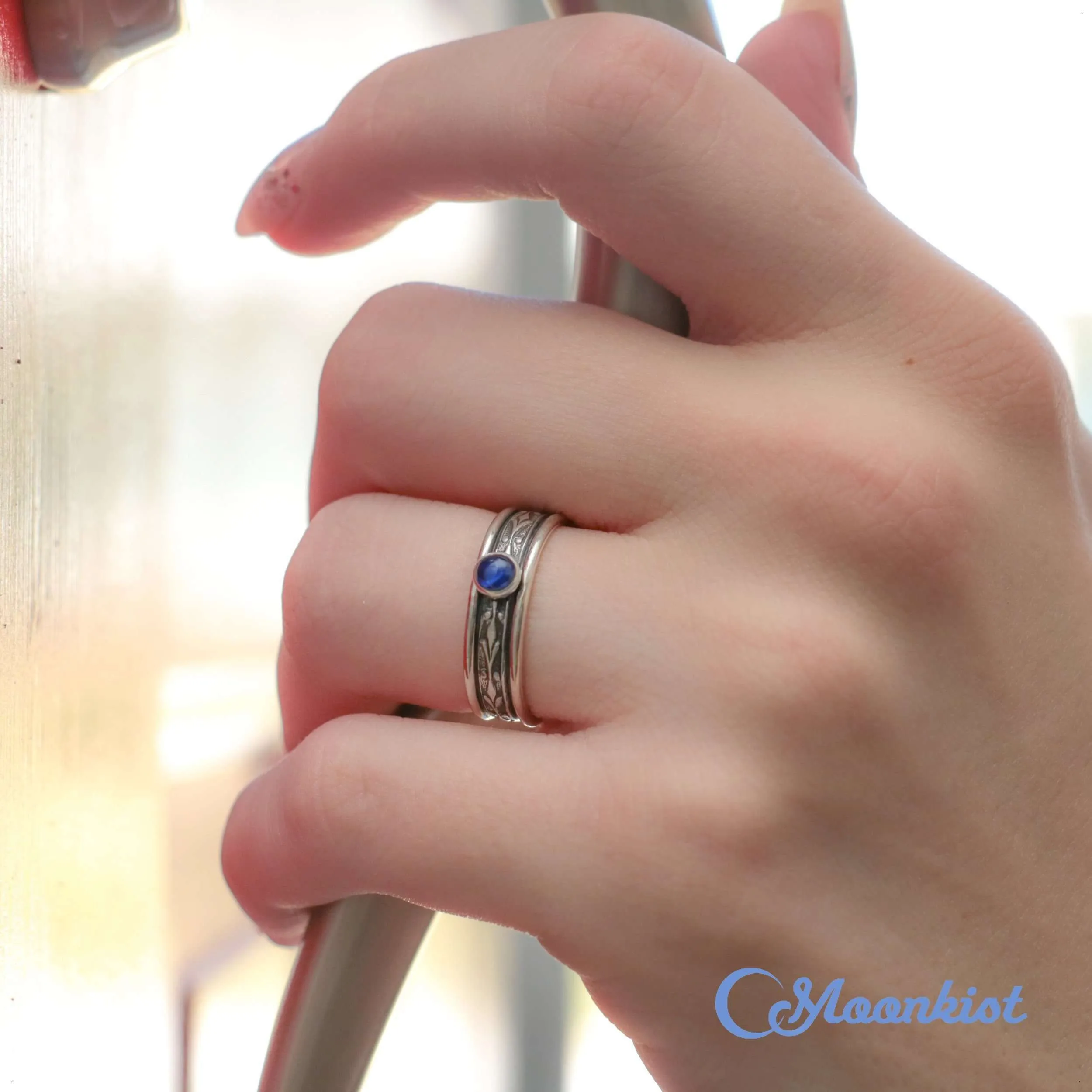 Silver Blue Sapphire Mens Engagement Ring | Moonkist Designs