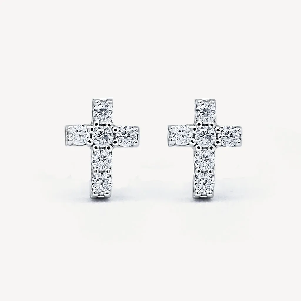 Silver Cross Stud Earrings