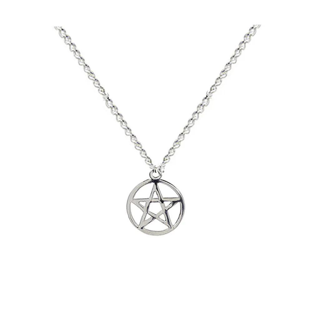 Small Pentagram Silver Charm, 10mm Pentagram