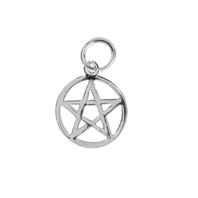 Small Pentagram Silver Charm, 10mm Pentagram