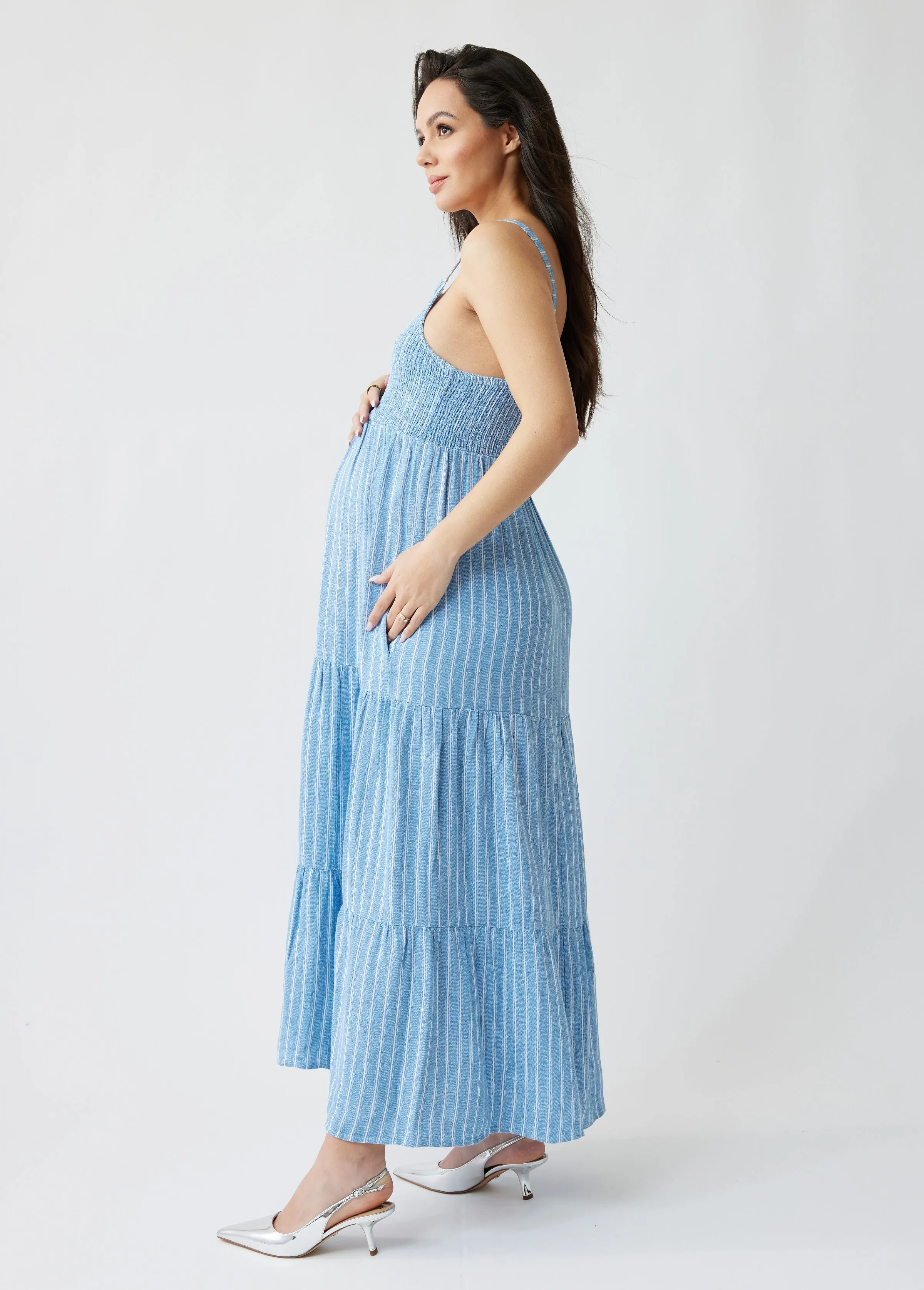 Smocked Maternity Maxi Dress