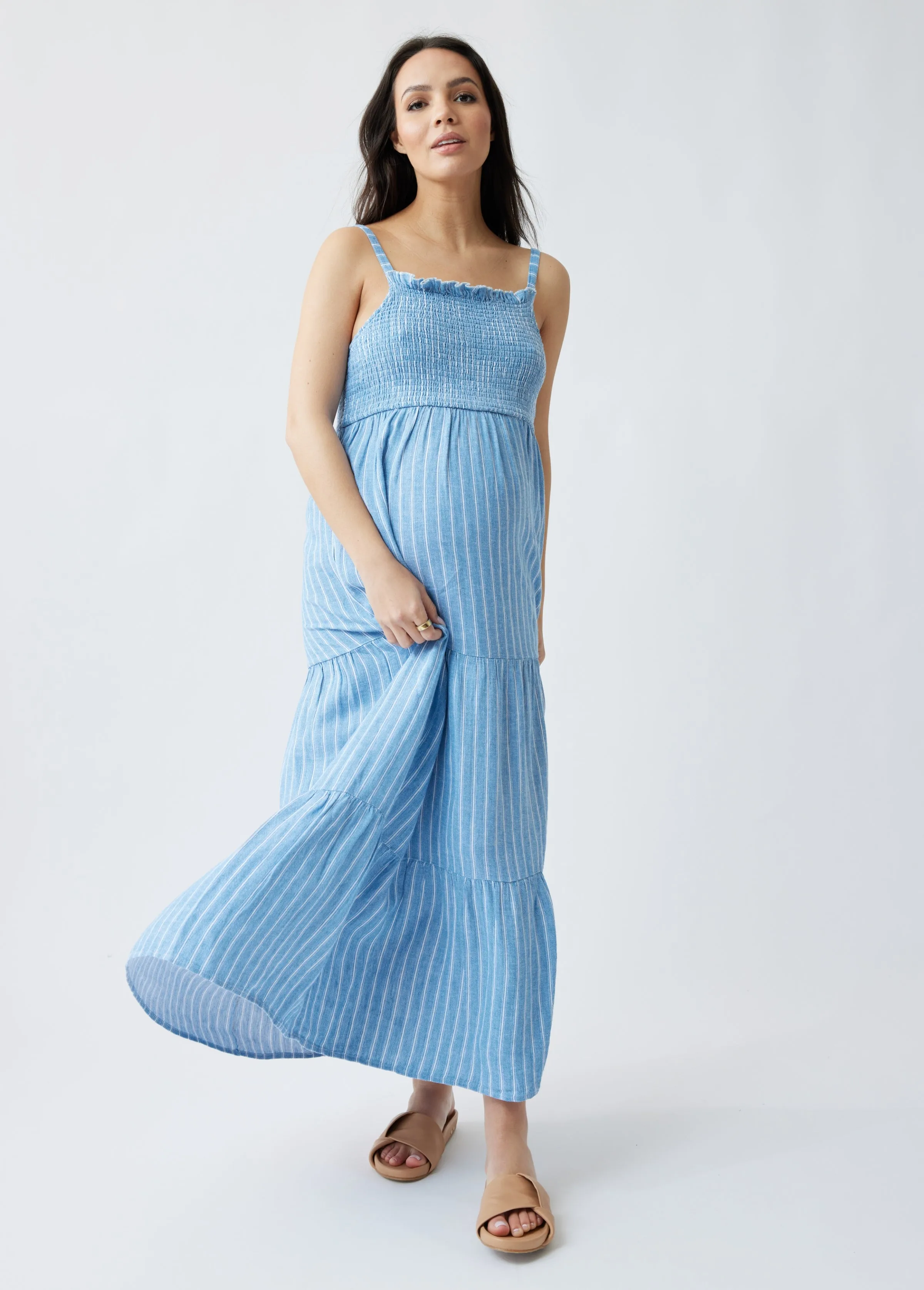 Smocked Maternity Maxi Dress