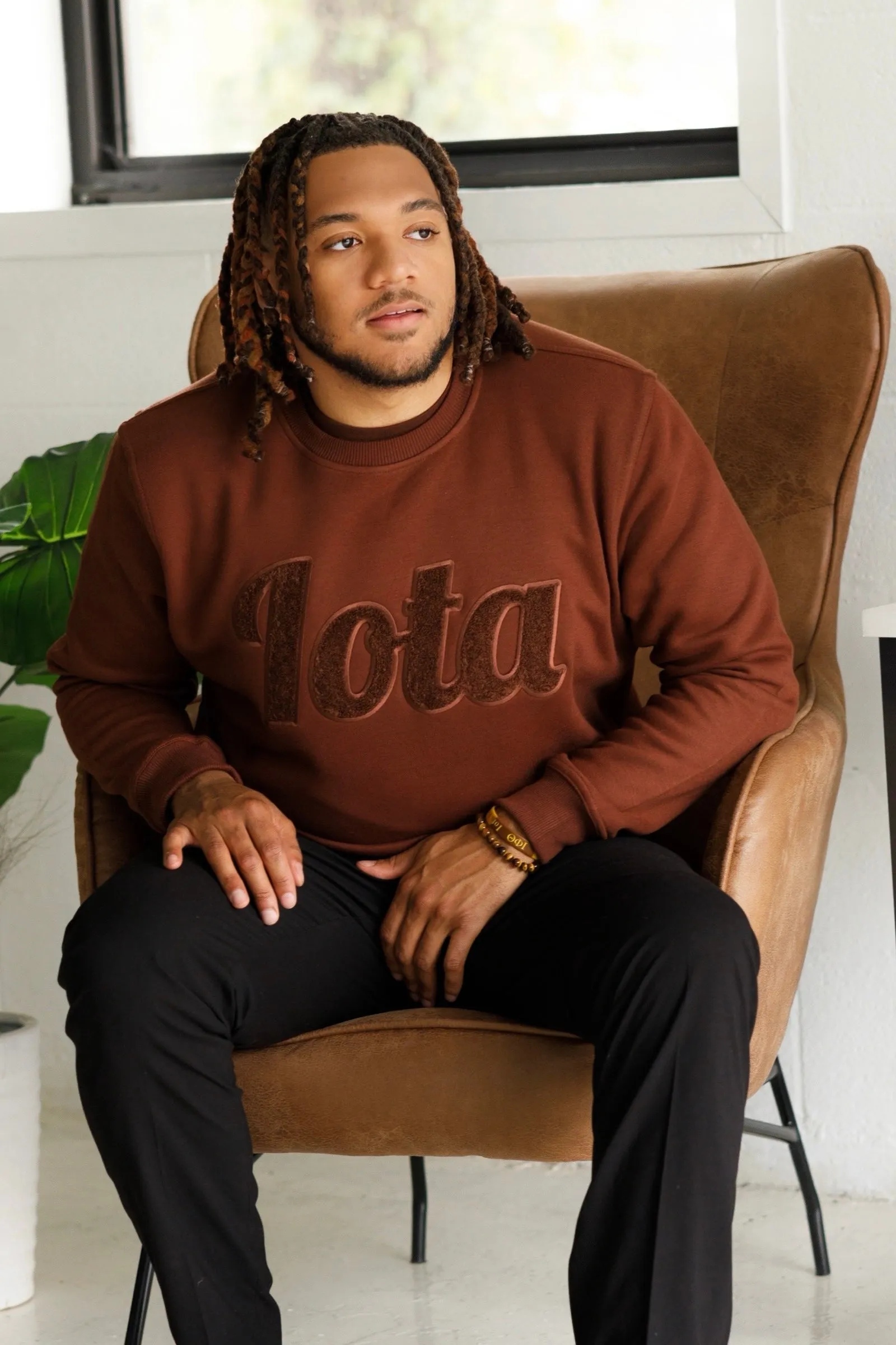 Solid Brown Iota Chenille Sweatshirt