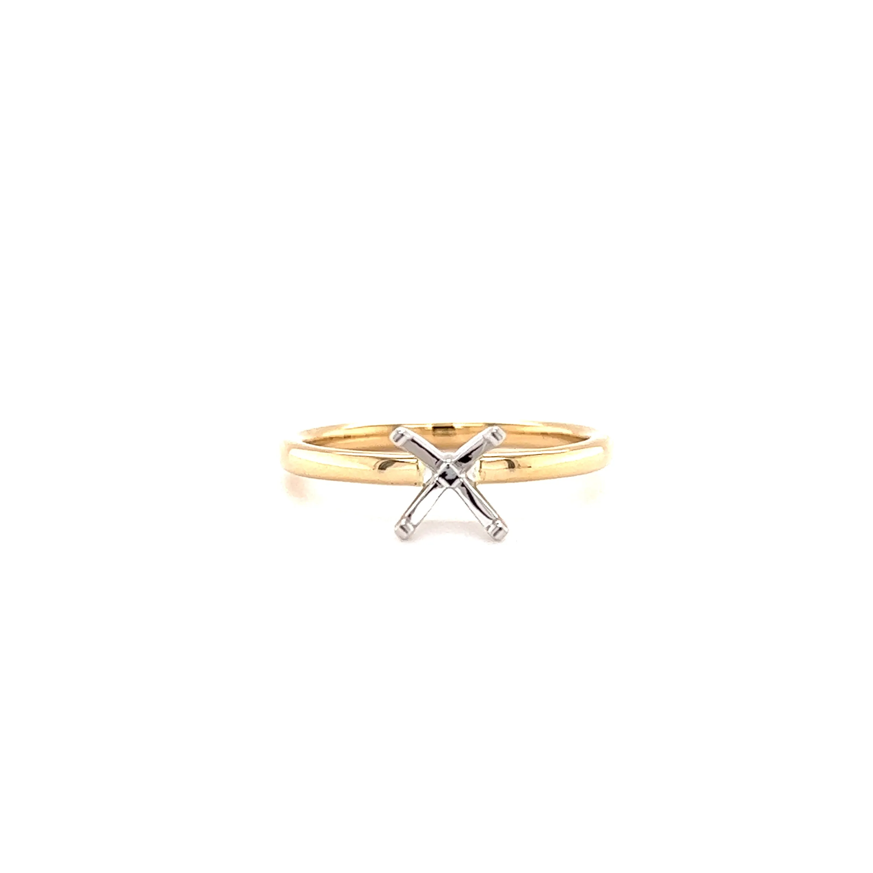 Solitaire Ring Setting with Four Prong Head in 14K Yellow Gold