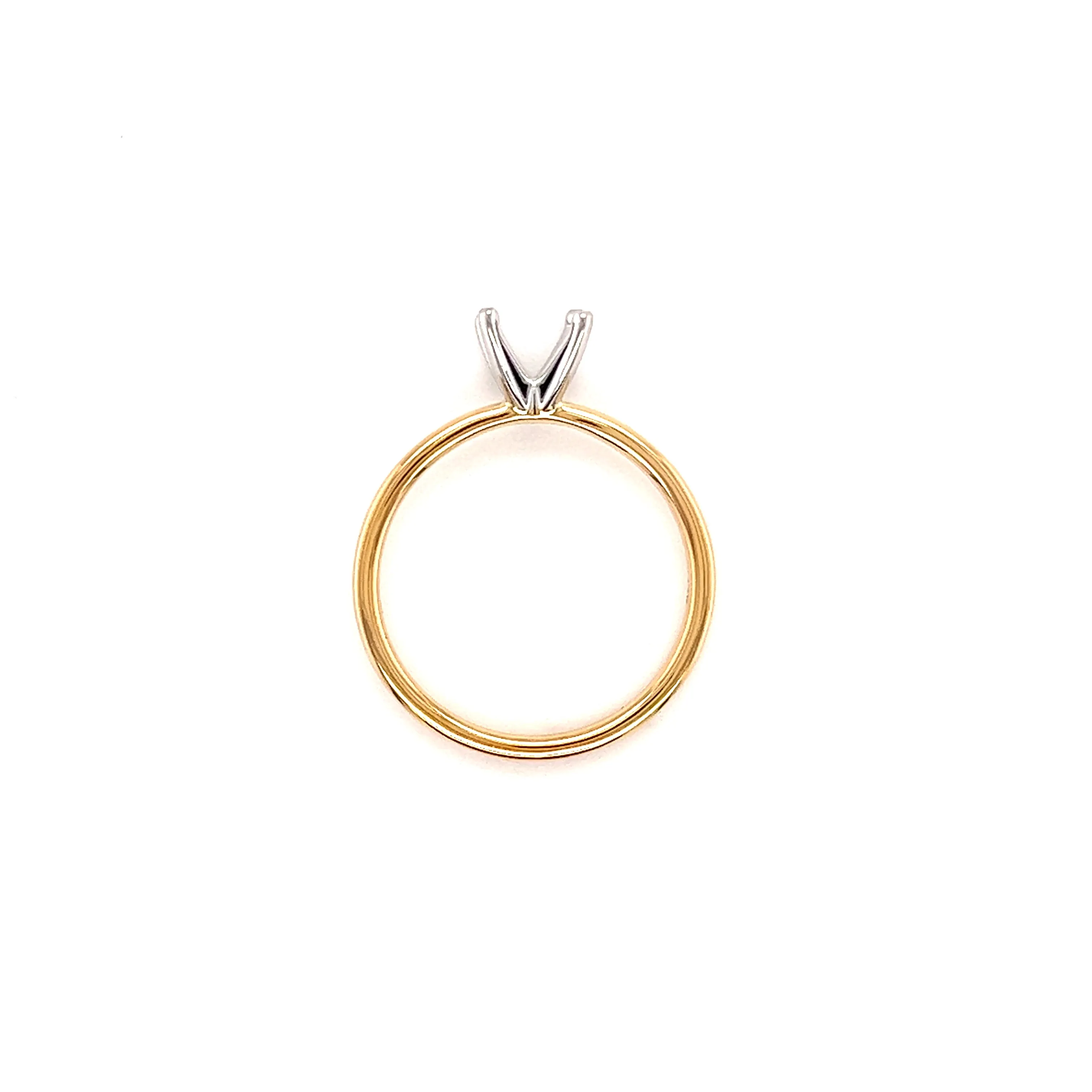 Solitaire Ring Setting with Four Prong Head in 14K Yellow Gold