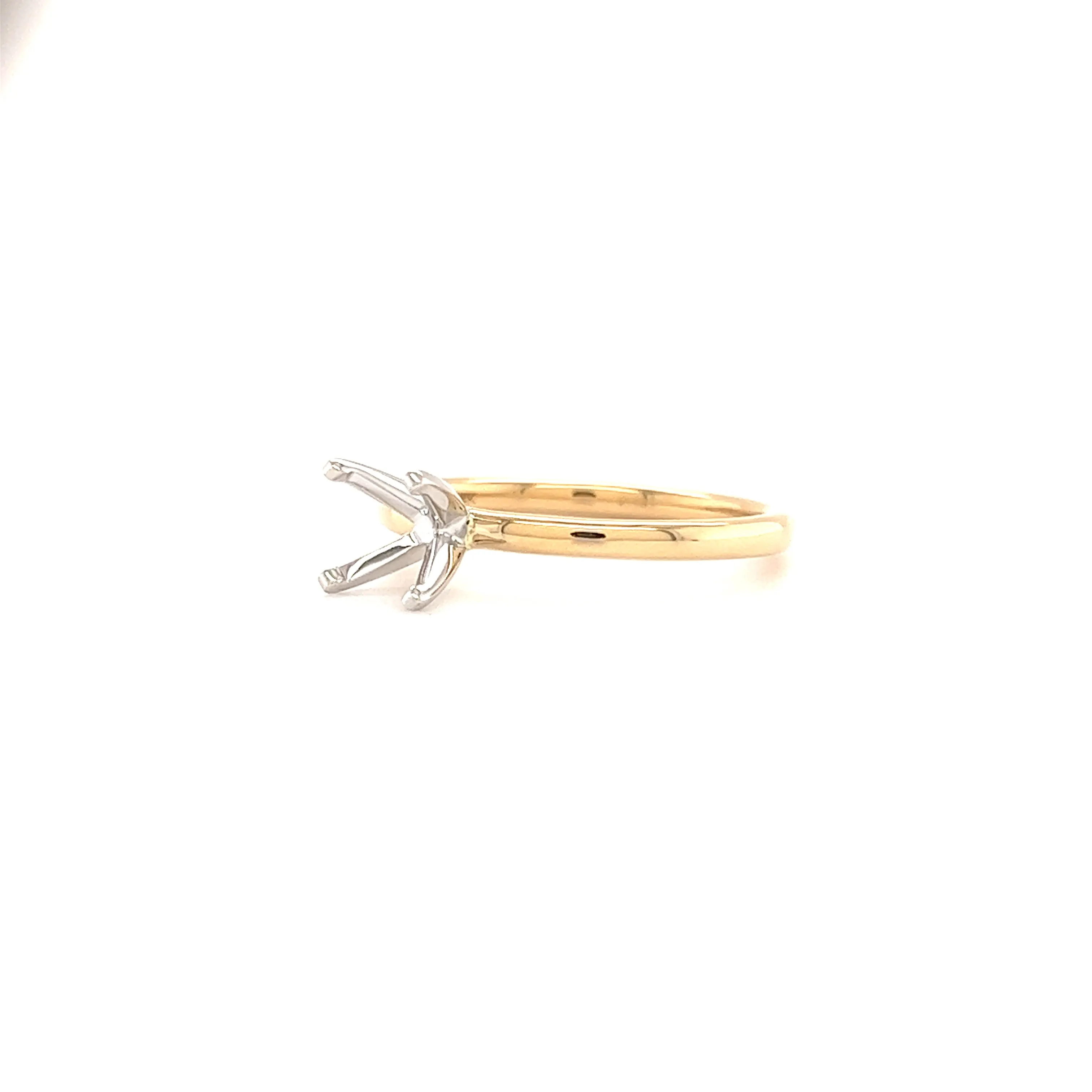 Solitaire Ring Setting with Four Prong Head in 14K Yellow Gold