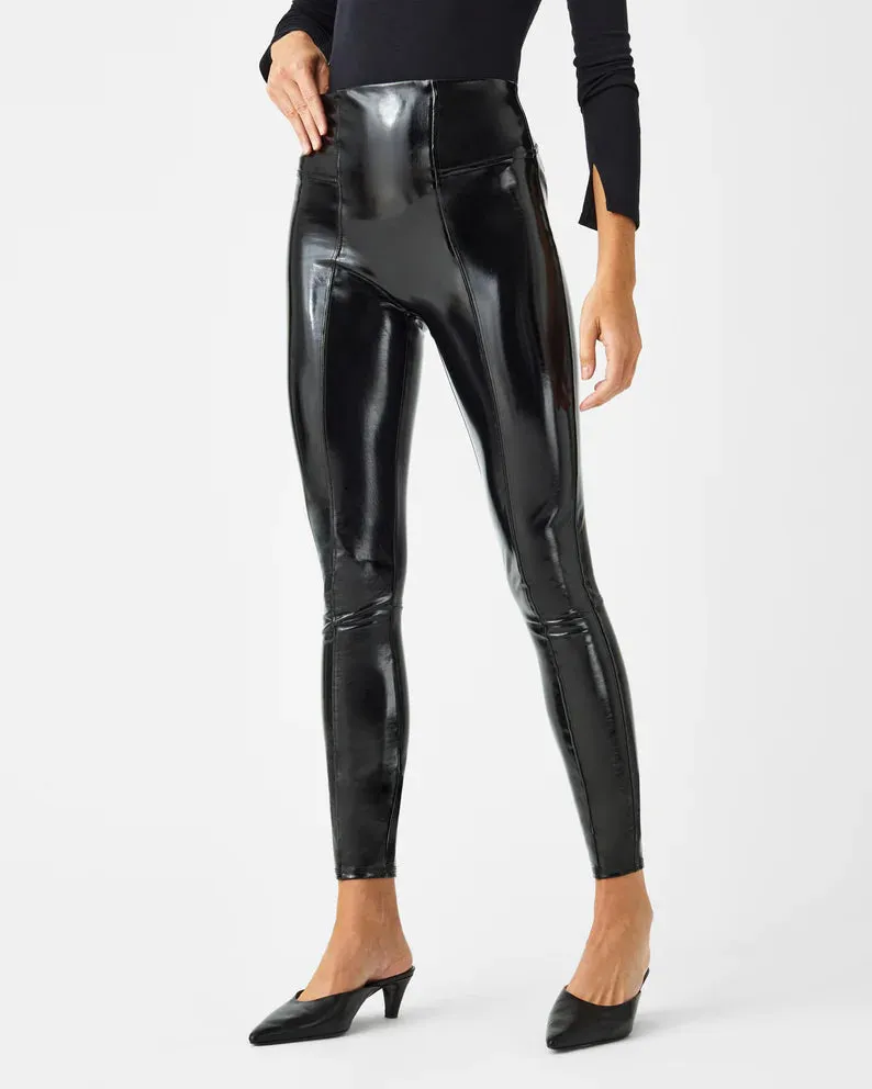 Spanx: Faux Patent Leather Leggings -Classic Black