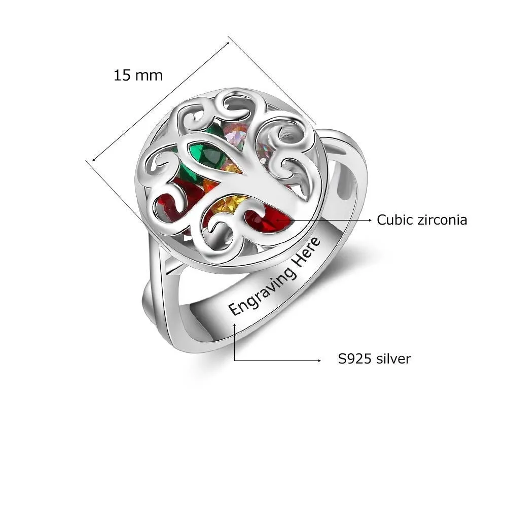 Sterling Silver Birthstone Ring For Women