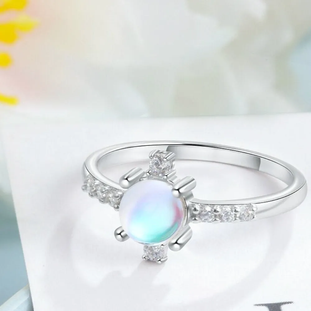 Sterling Silver Rainbow Moonstone Ring For Women