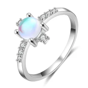 Sterling Silver Rainbow Moonstone Ring For Women