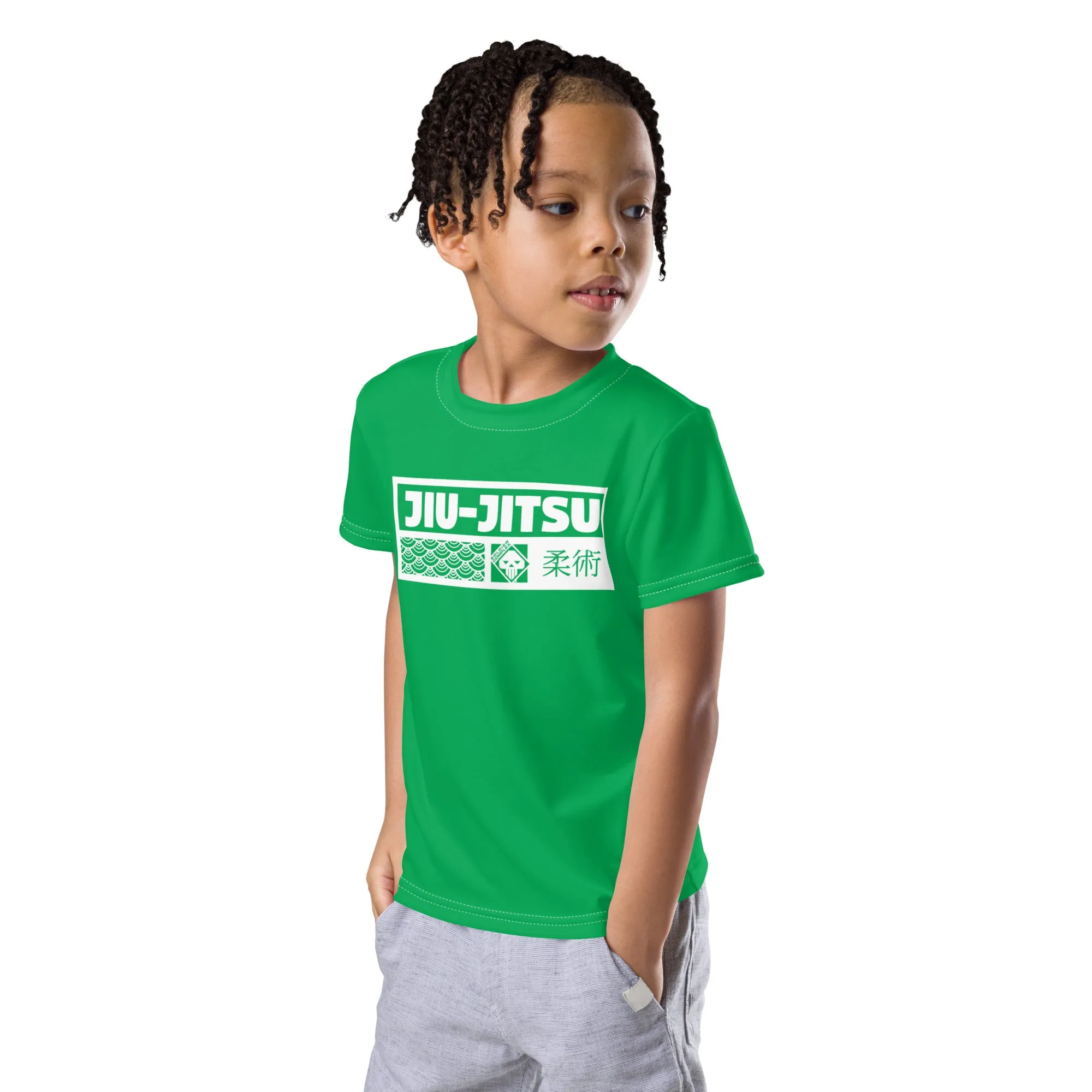 Sun-Safe Style: Boy's Short Sleeve Jiu-Jitsu Rash Guard - Jade