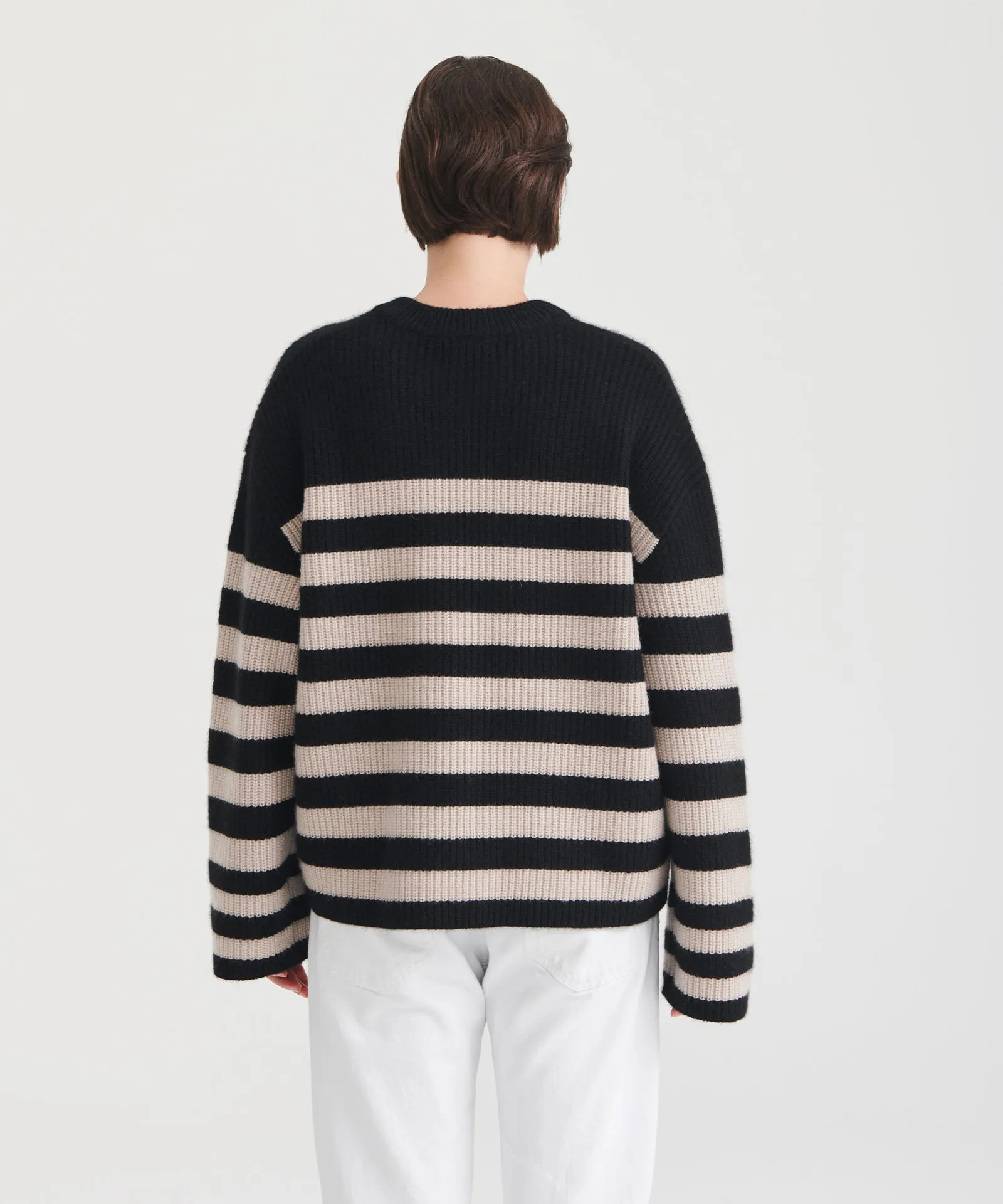 Super Luxe Cashmere Striped Crewneck