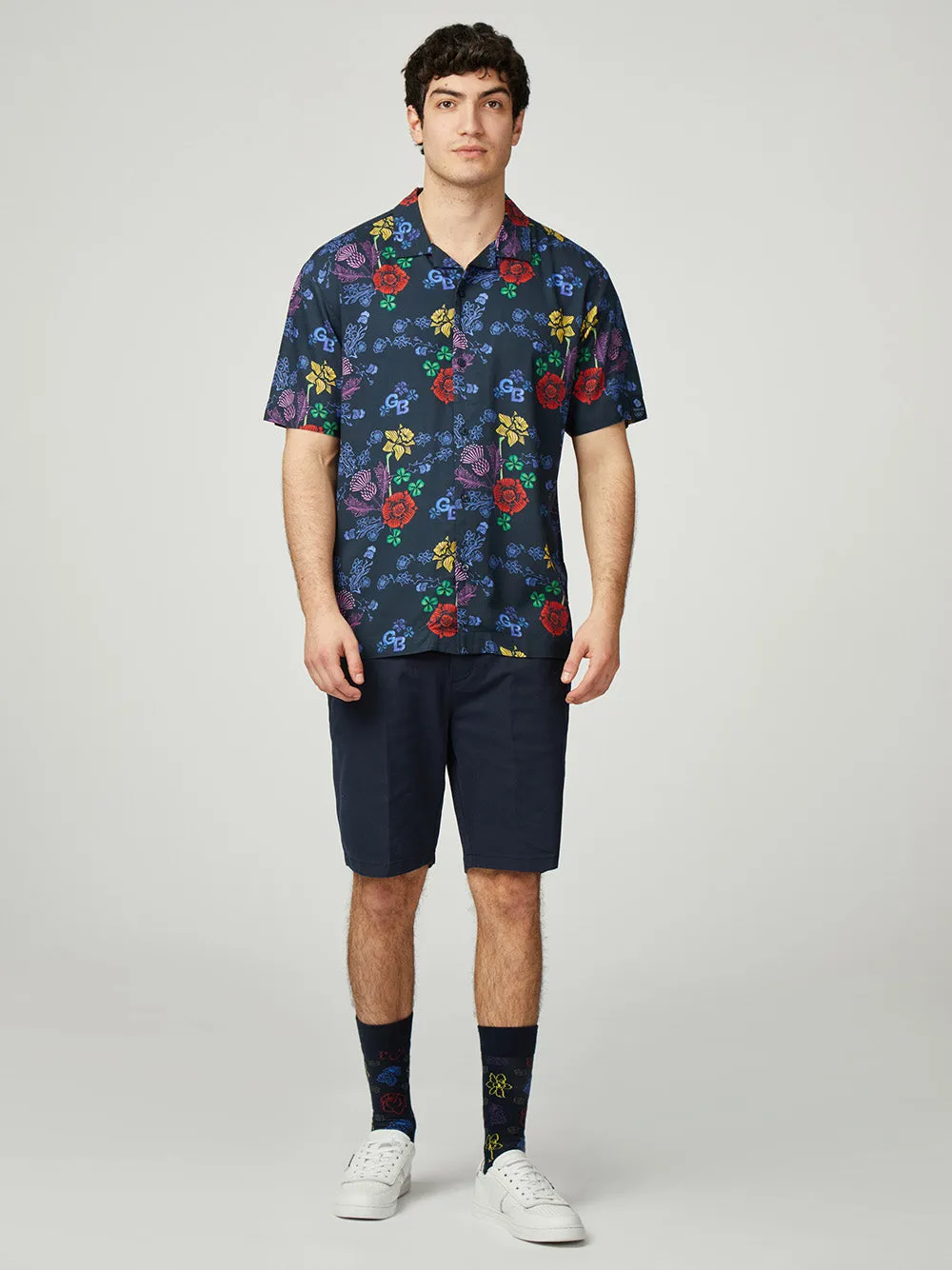 Team GB Floral Shirt - Dark Navy