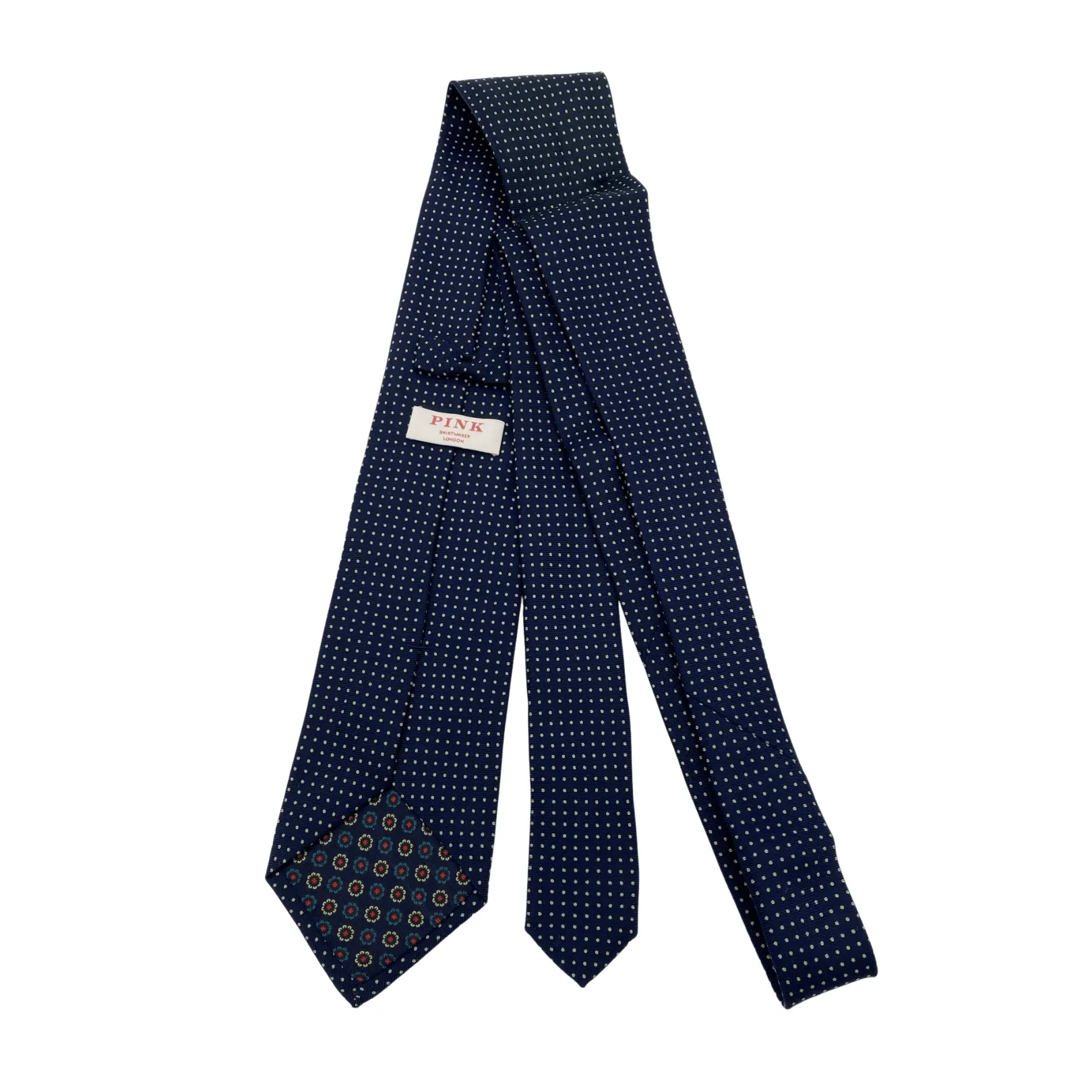 THOMAS PINK Small Spot Printed Silk Tie - Navy & White New w/Tags