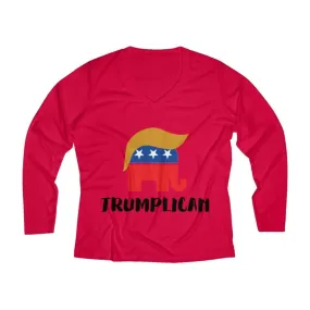 Trumplican Women's Long Sleeve Performance V-neck Tee