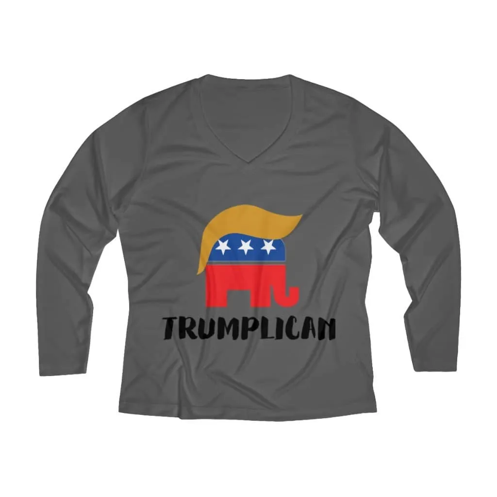 Trumplican Women's Long Sleeve Performance V-neck Tee