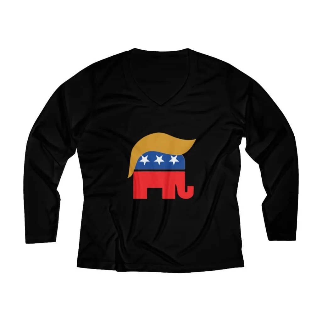 Trumplican Women's Long Sleeve Performance V-neck Tee