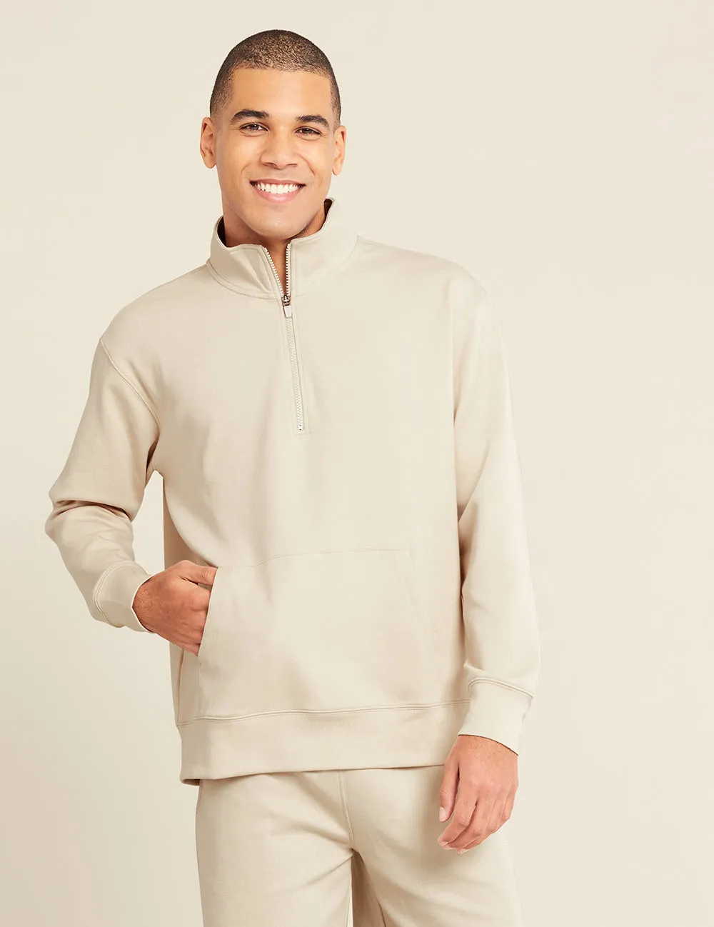 Unisex Quarter Zip Sweater - Sand