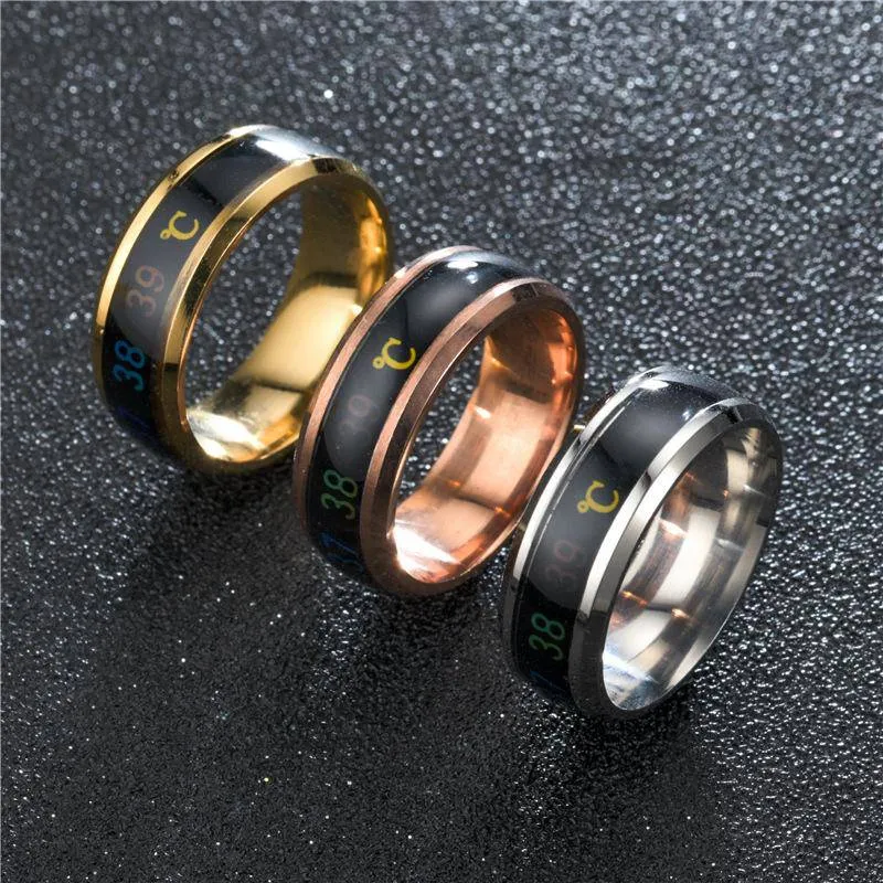 Unisex Temperature Ring Titanium Steel Mood Emotion Feeling Intelligent Temperature Sensitive Ring Waterproof