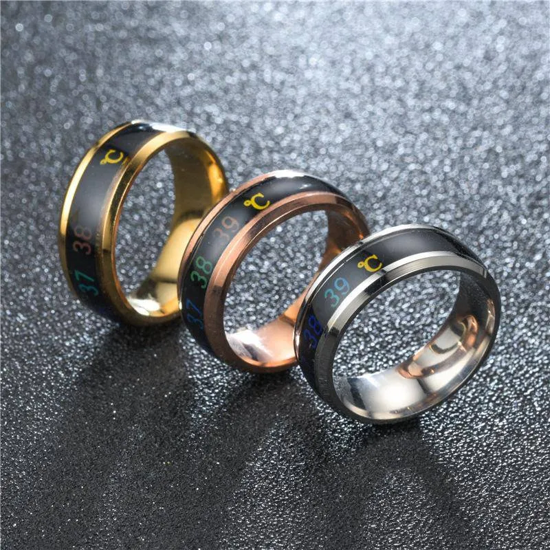 Unisex Temperature Ring Titanium Steel Mood Emotion Feeling Intelligent Temperature Sensitive Ring Waterproof