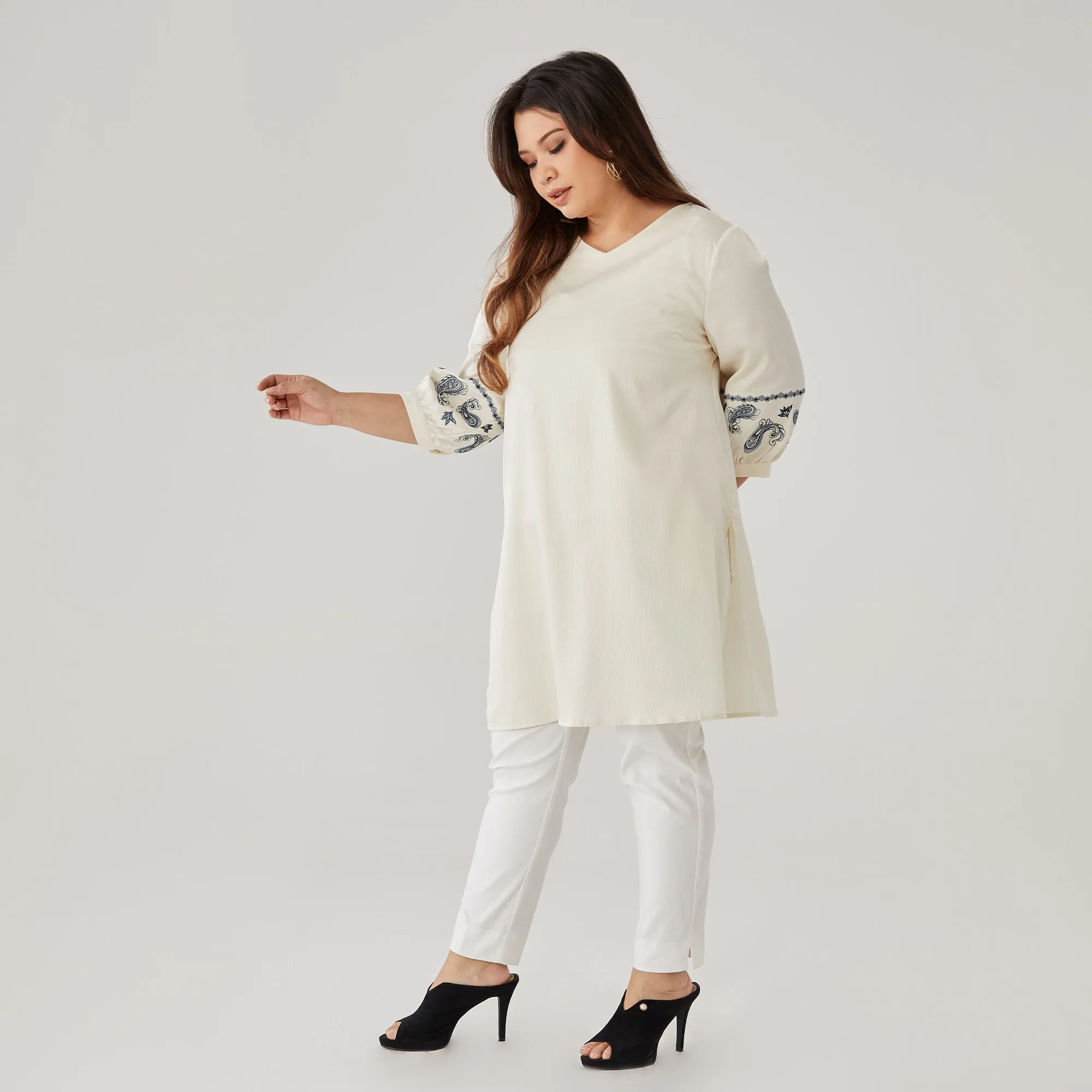 V-Neck Embroidered Tunic