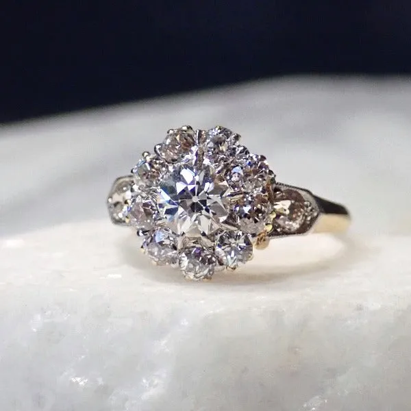 Victorian Diamond Cluster Ring. Old Euro. 0.55ct.